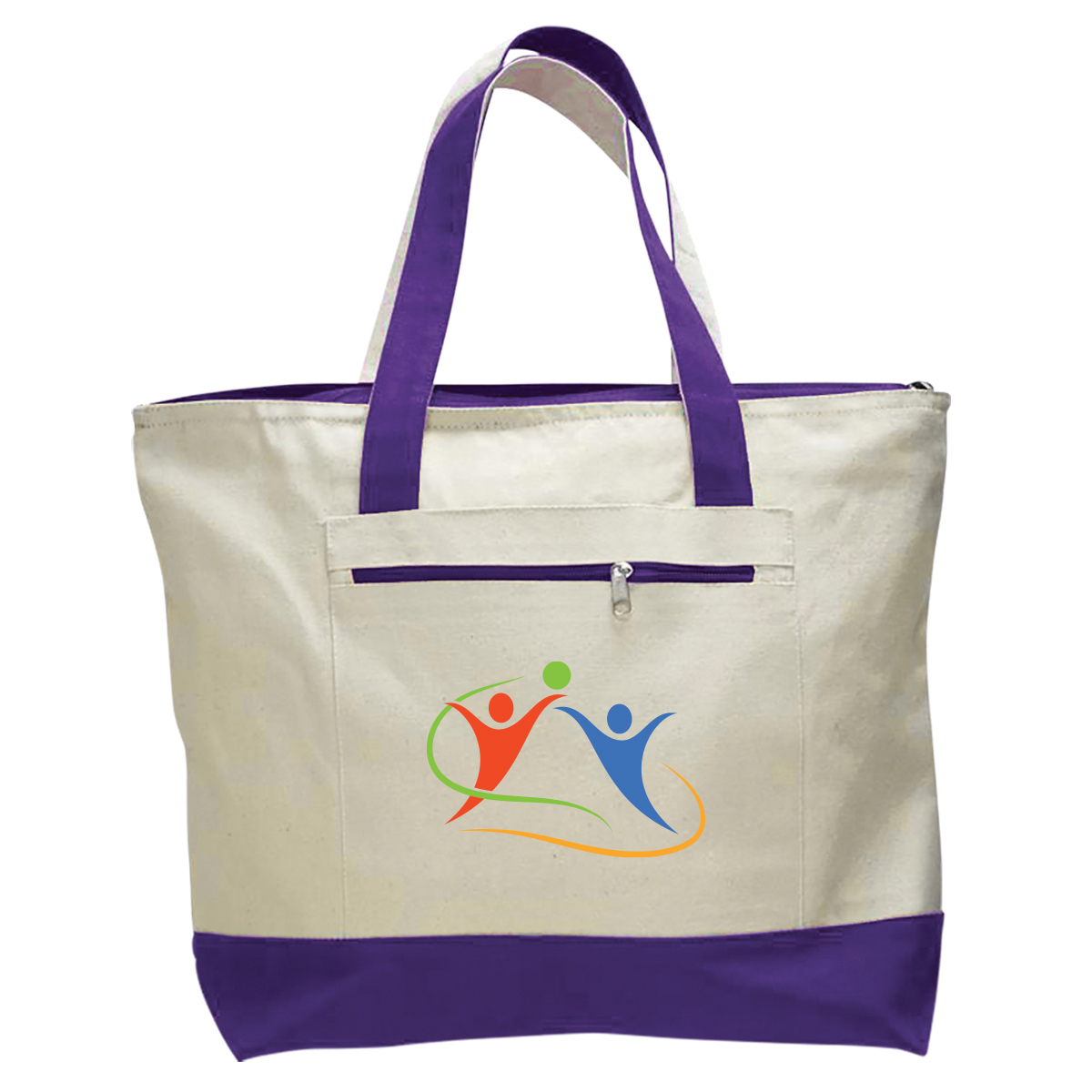 DailyMate Heavy Canvas Zipper Tote Bag with Color Handles, custom tote bag with logo imprint 9