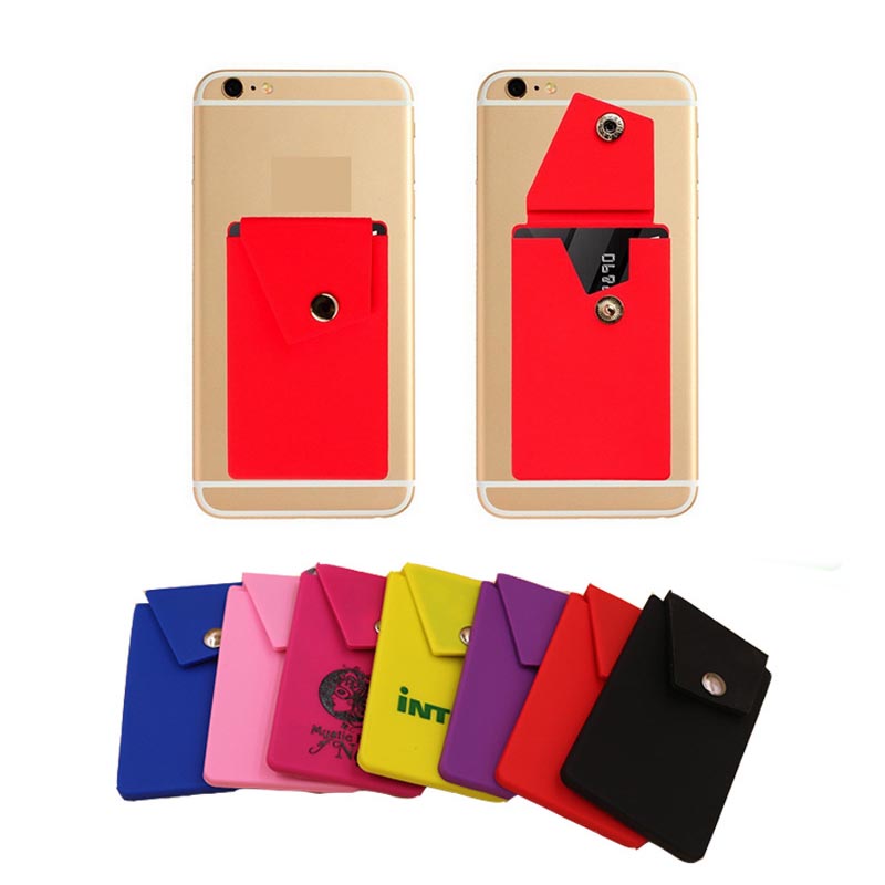 Silicone Phone Wallet Stand with Button Pocket 4
