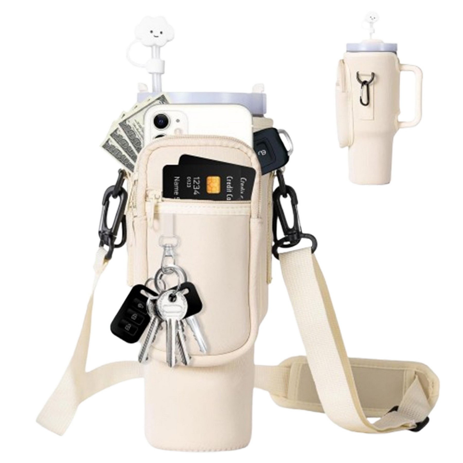 Water Bottle Carrier Bag With Phone Pocket For 40 Oz Tumbler 6
