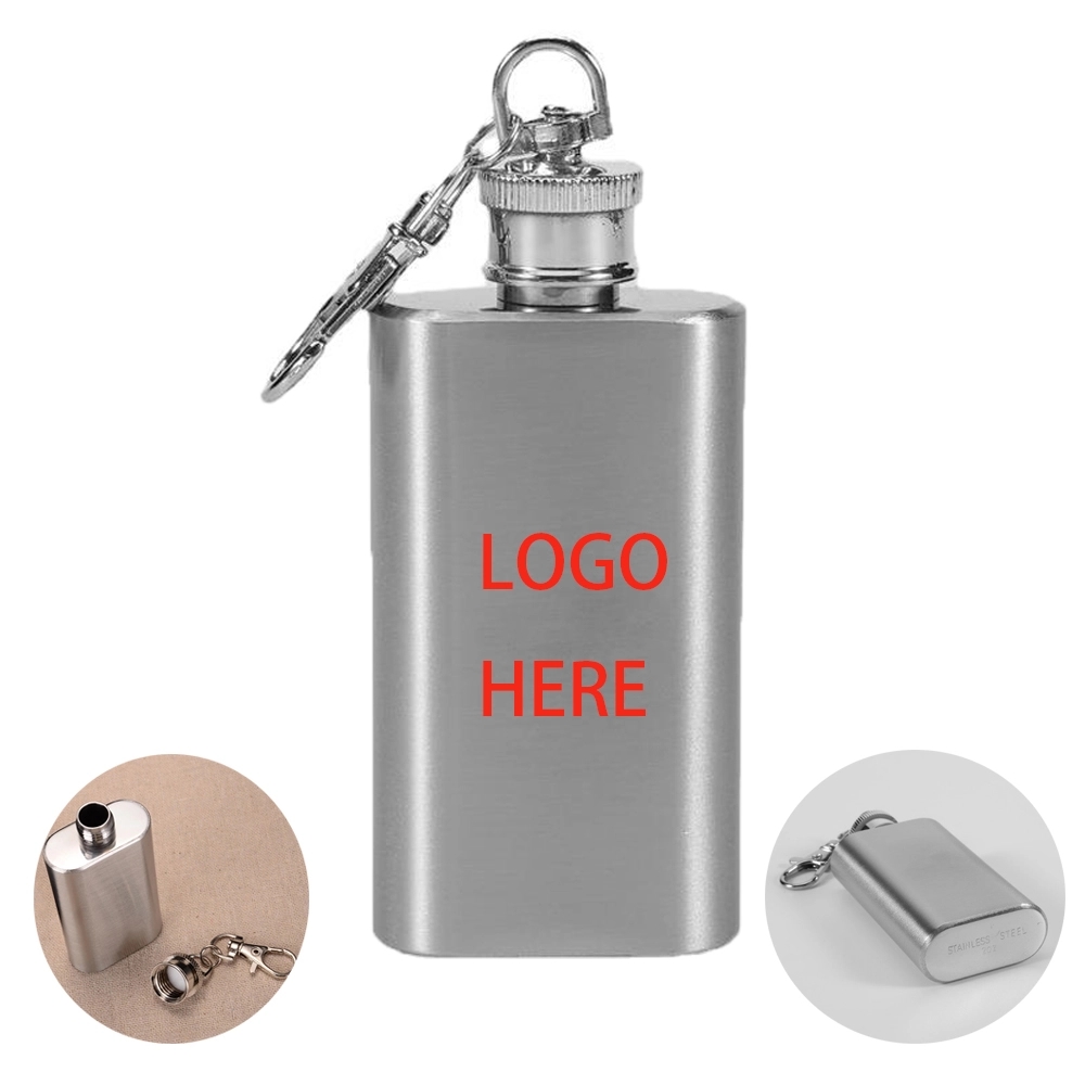 Mini 2oz stainless steel flask with keychain 3