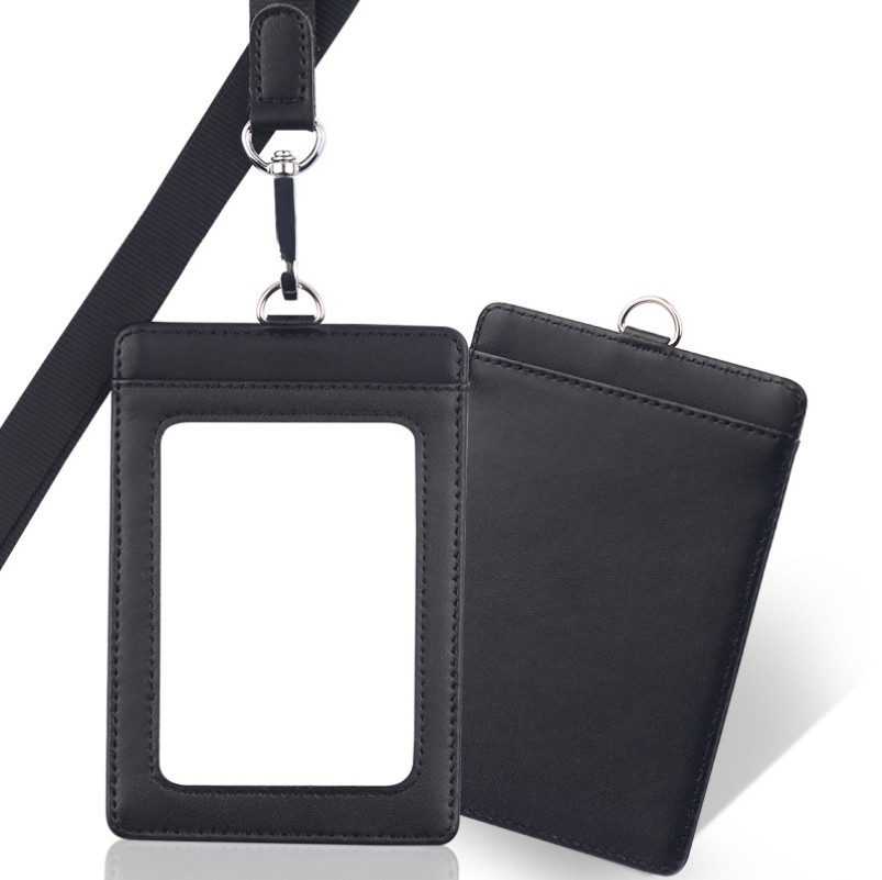 Enlarged Genuine Leather Badge Holder with Lanyard 5