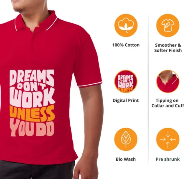 Men's Red Polo Shirt - Printed 7