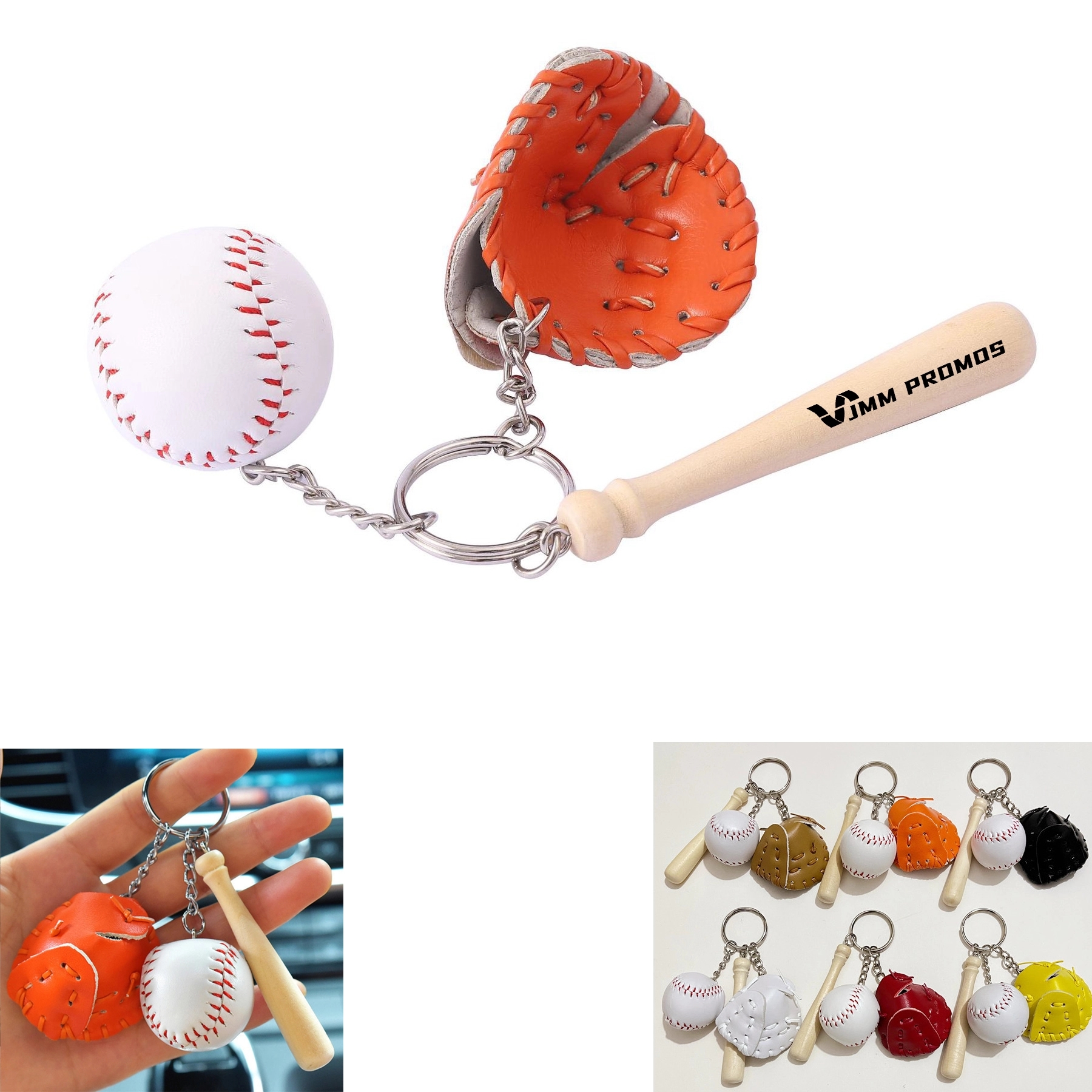Keychain With Wooden Baseball Bat 1