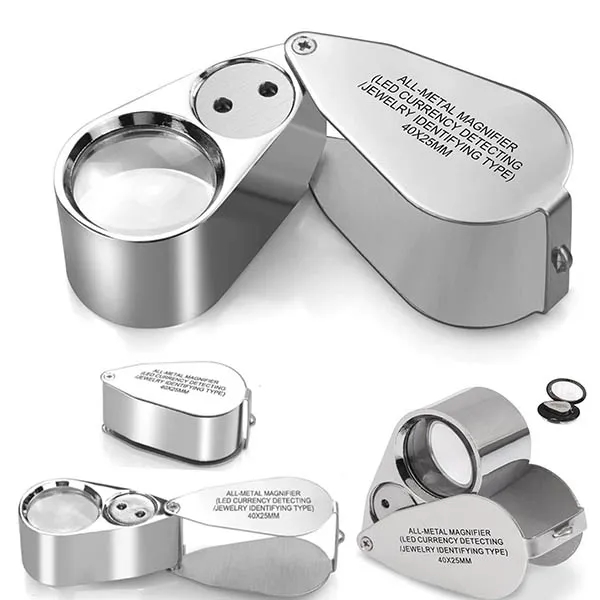 Metal 40X Jewelry Magnifier Folding With LED Light 3