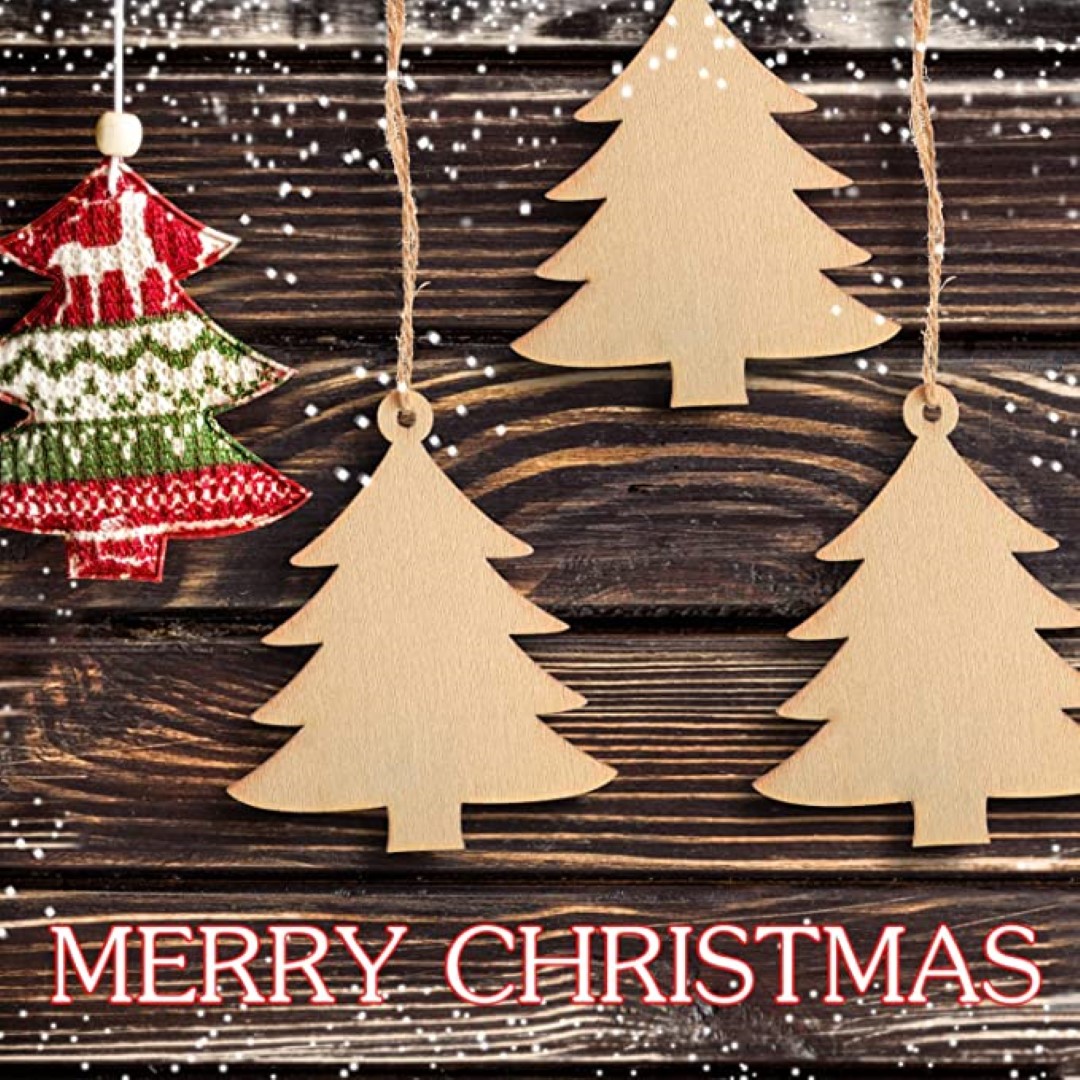 Christmas Tree Wood Pendant 10 Pieces Set 2