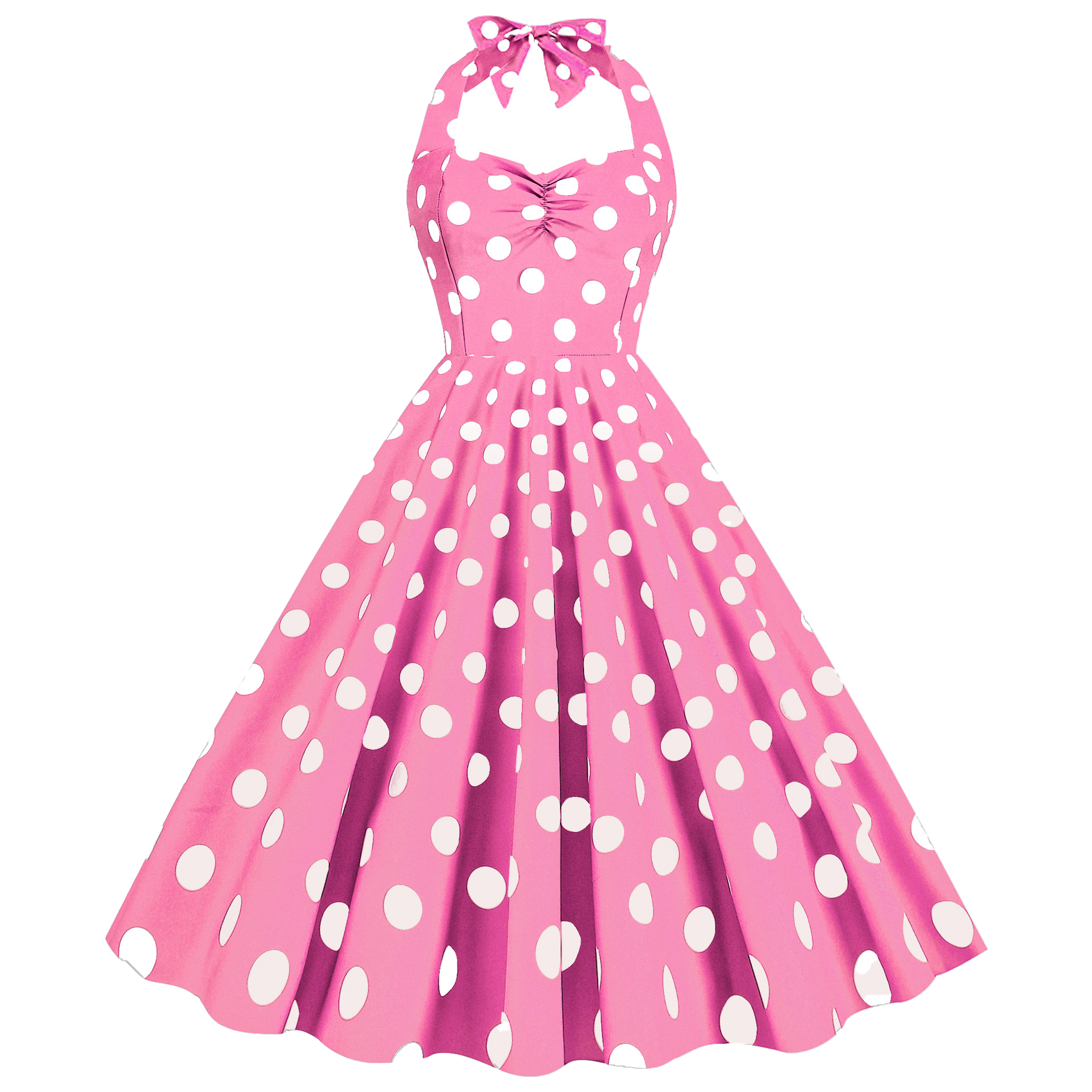 Polyester Retro Polka Dot Strapless Dress 4