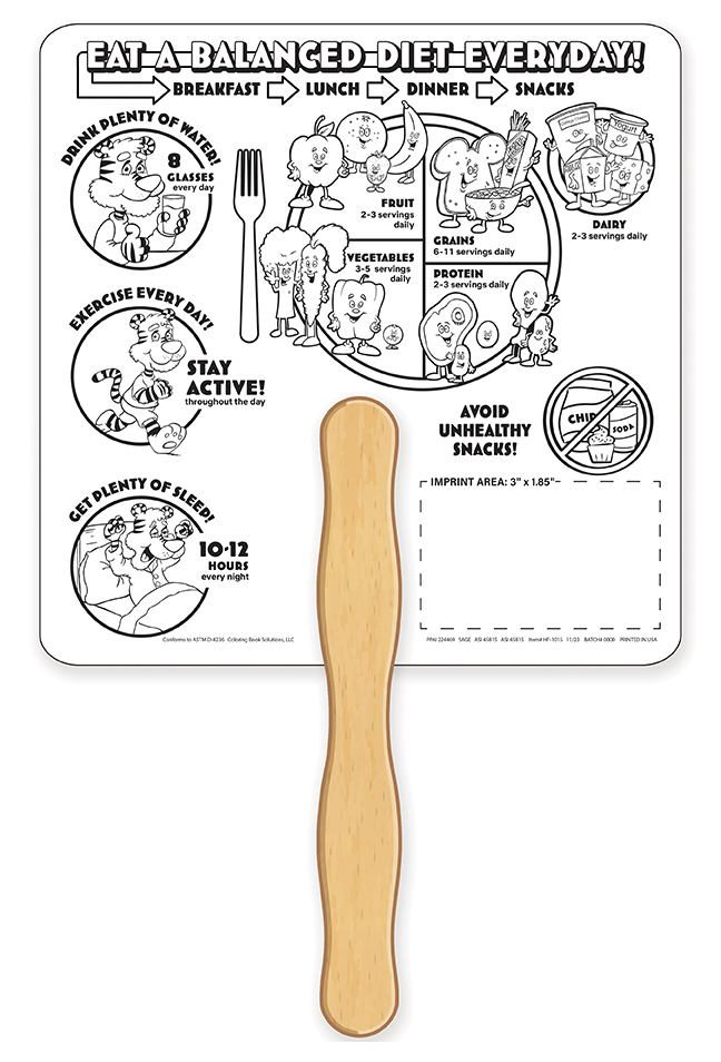 HAND FANS - Good Nutrition Coloring Hand Fan 5