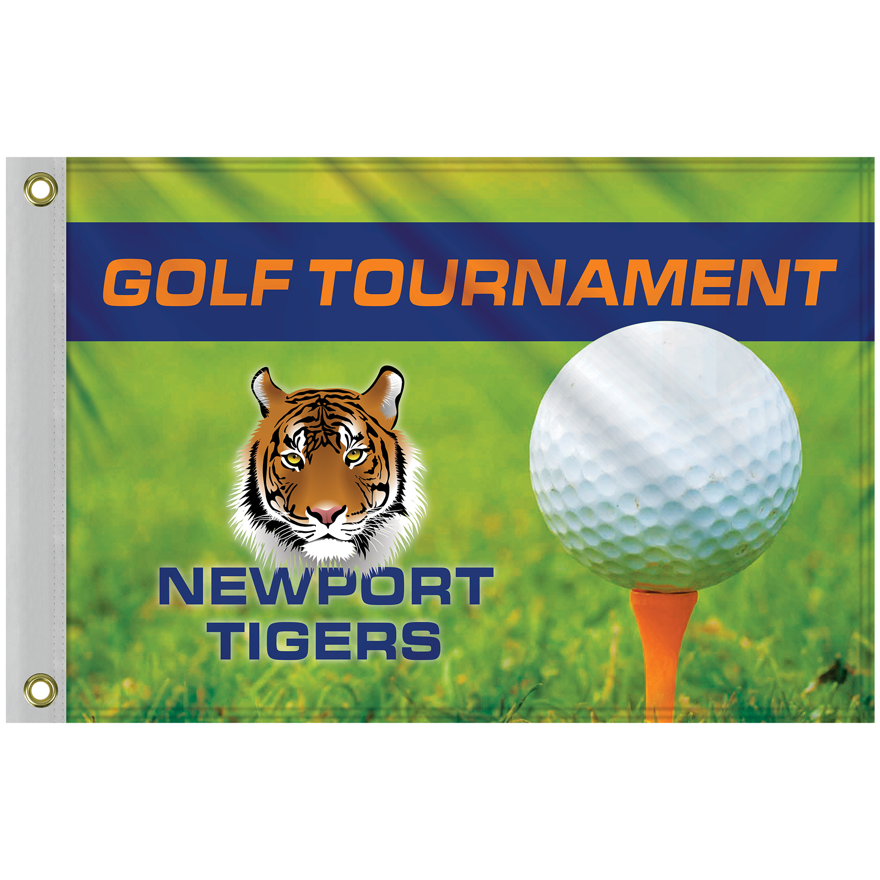 48 - Hour 14" x 20" Custom Single Reverse Knitted Polyester Golf Flag with Heading & Grommets 4