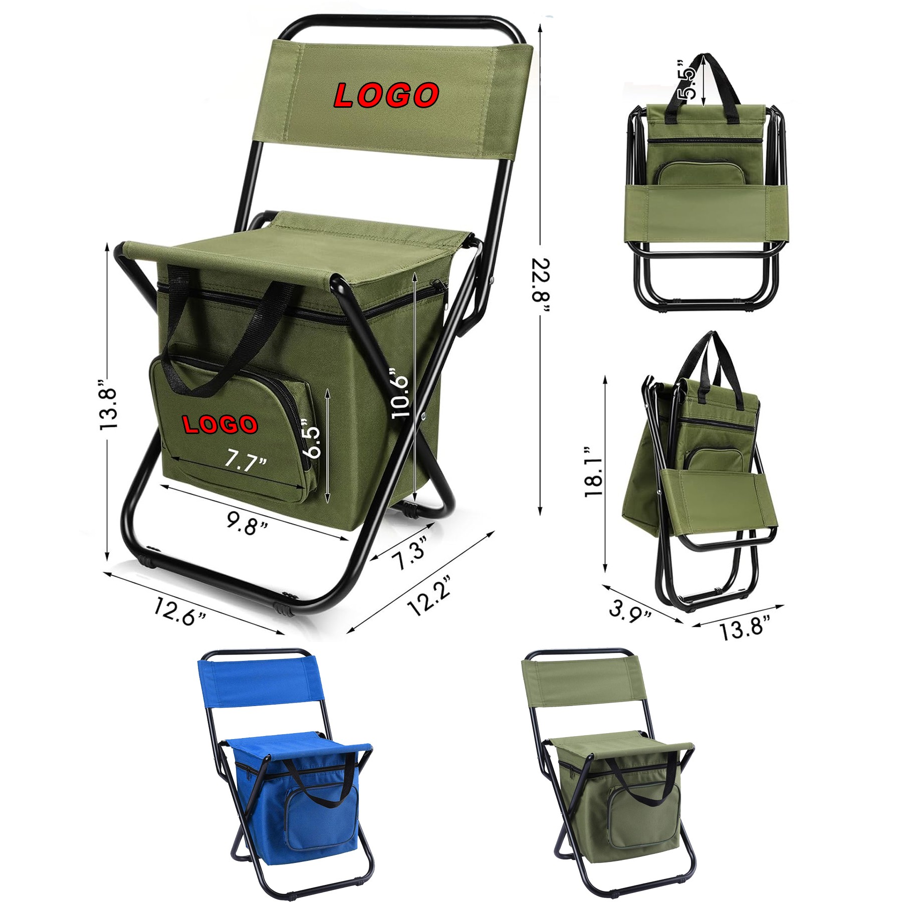 Portable Foldable Camping Chair With Cooler Bag
