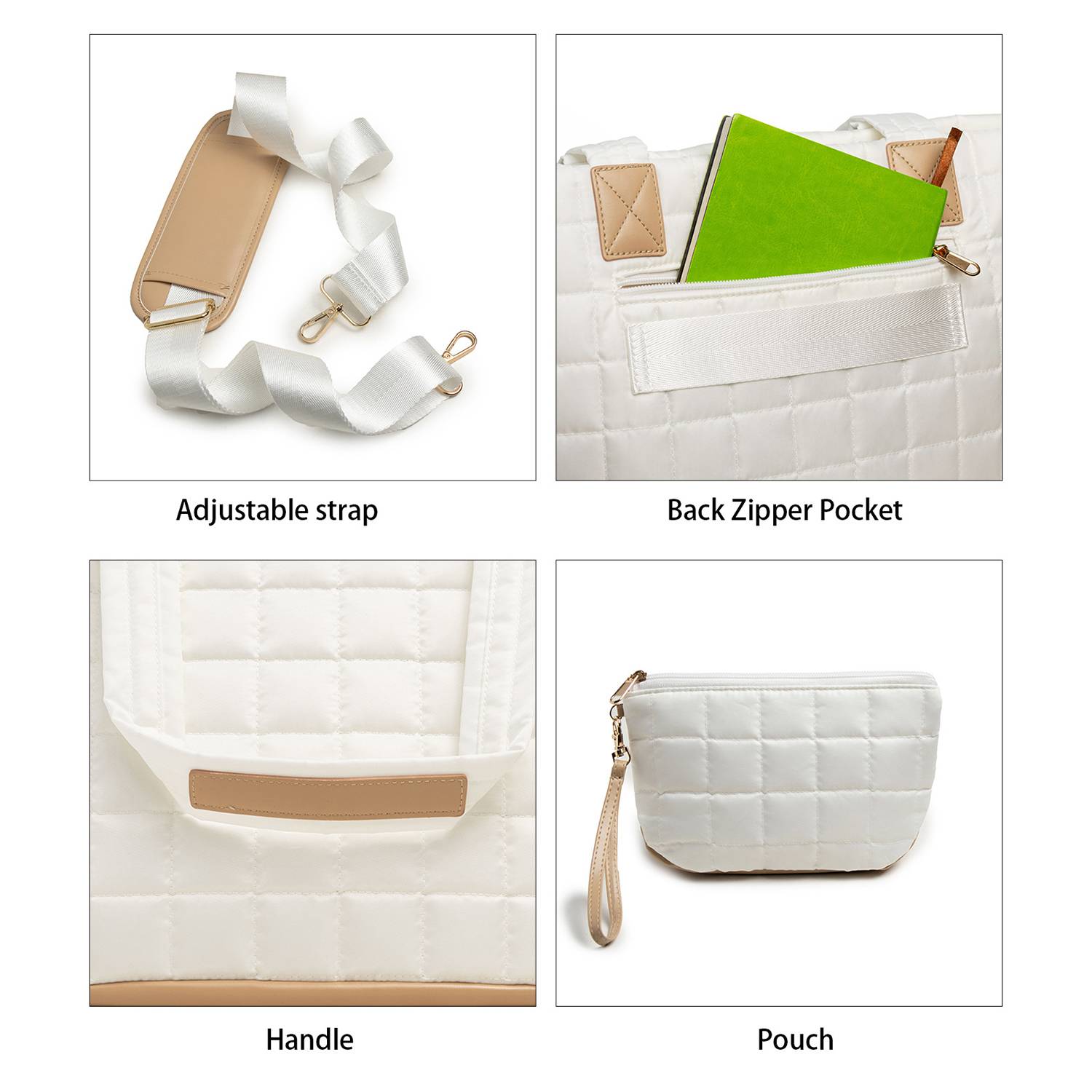 Quilted Nylon Crossbody Tote Bag w/ Mini Pouch 8