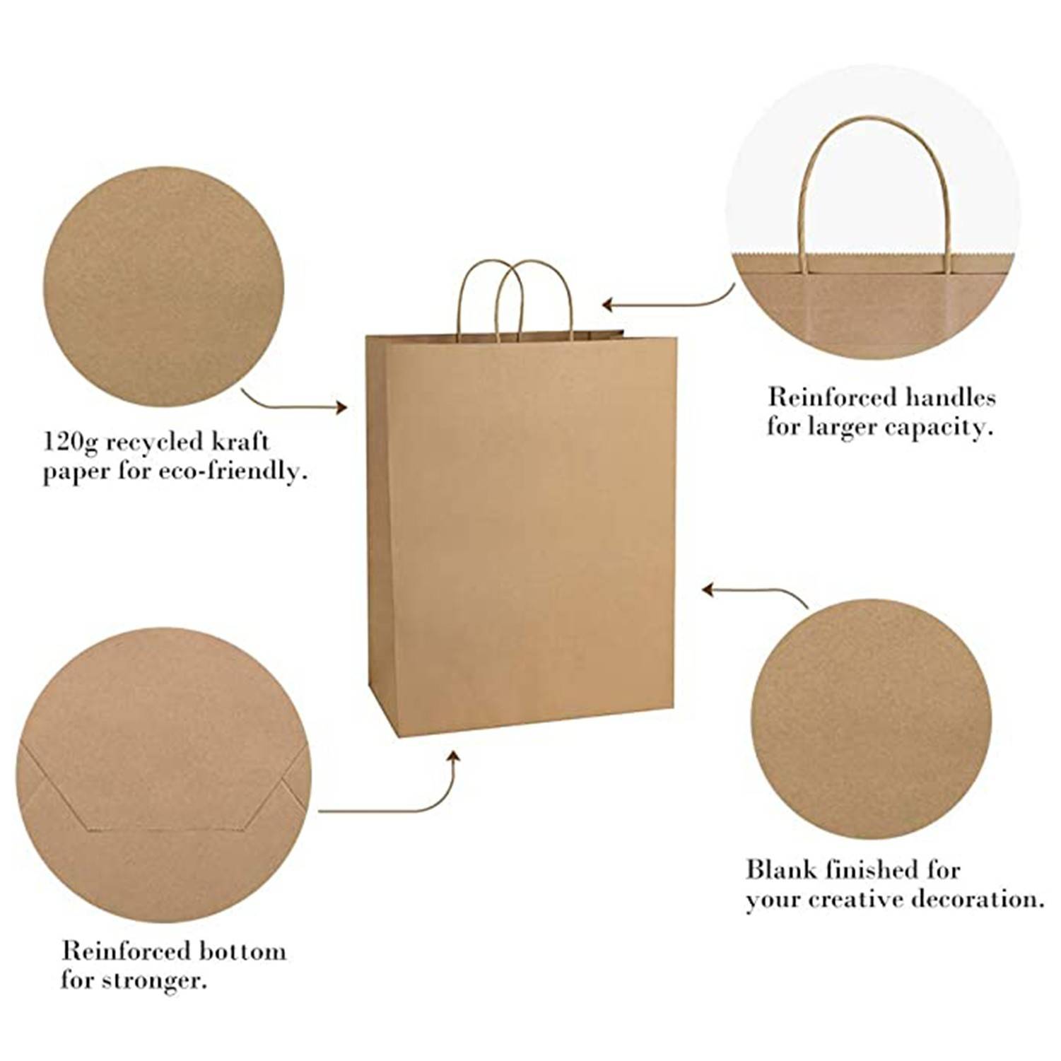 Kraft Paper Brown Shopping Bag with Handle 3