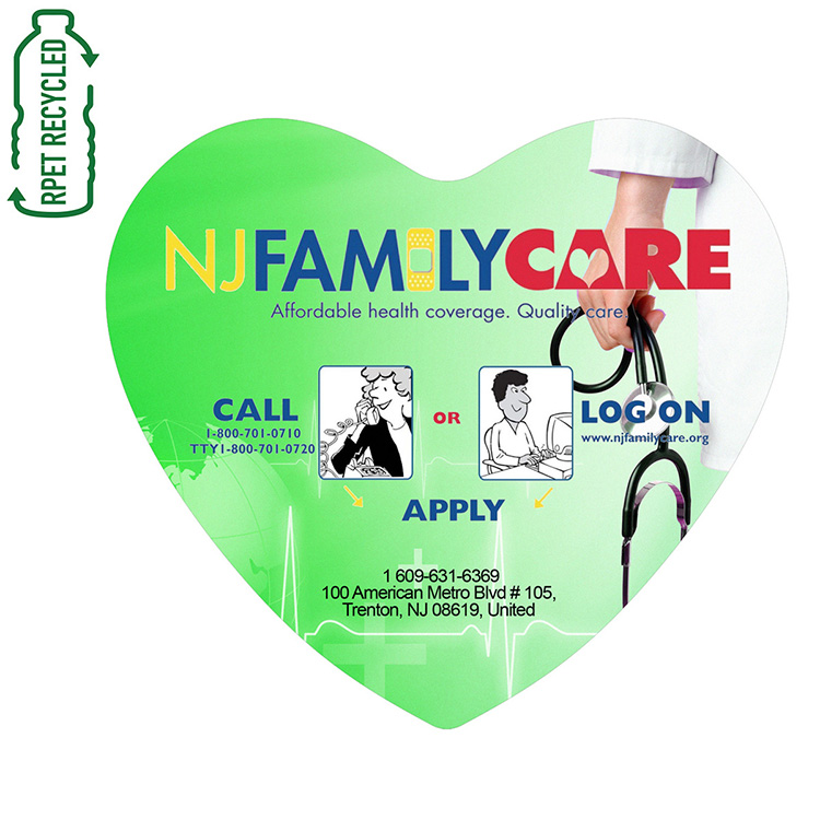 6" x 5-1/2" "Washoe Heart" Recycled RPET Full Color Import Air Ship Microfiber Cloth & Screen