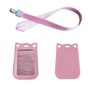 Cat Ear Shaped PU Leather Card Case With Keychain 13