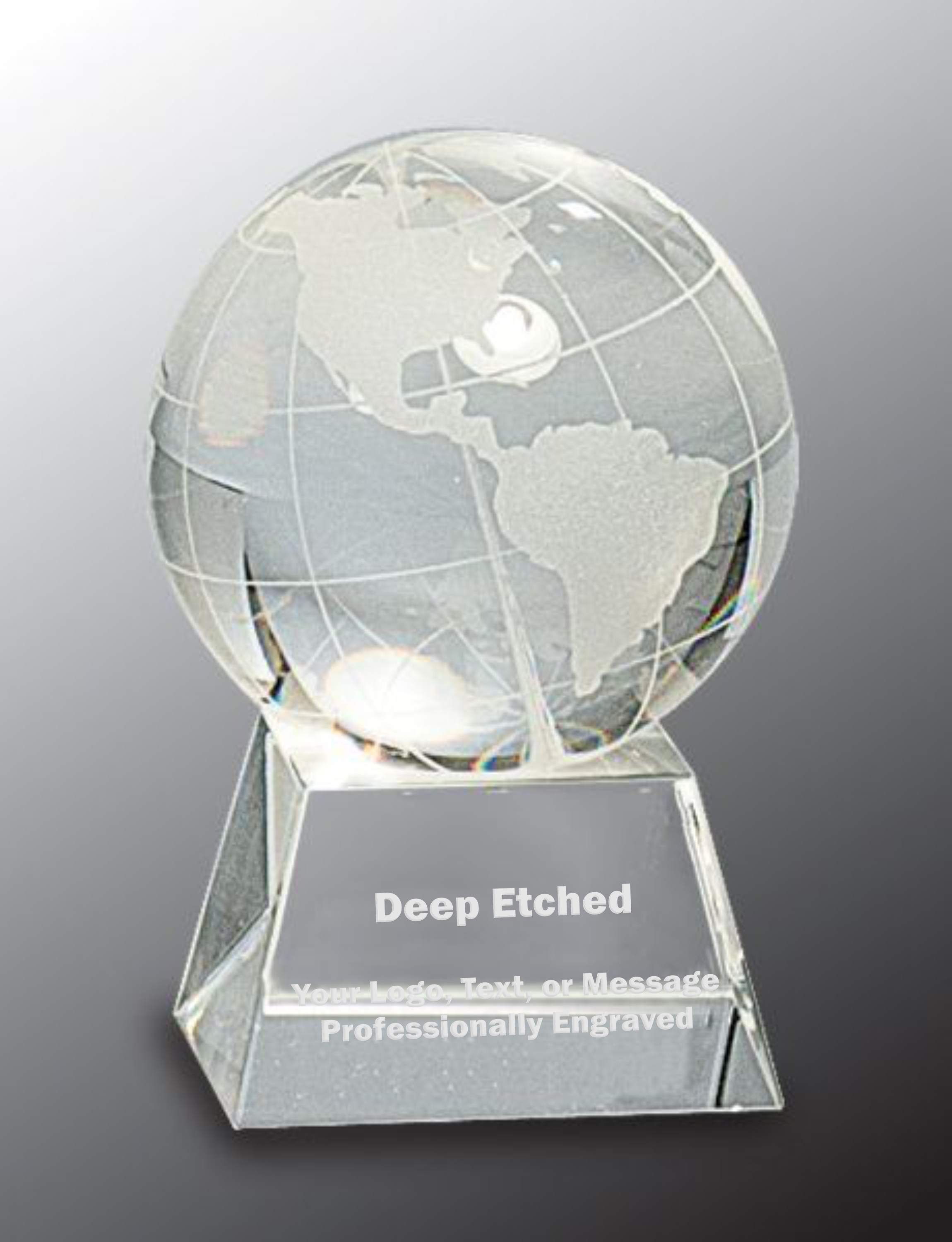 3 1/2" Crystal Globe Award on Clear Base