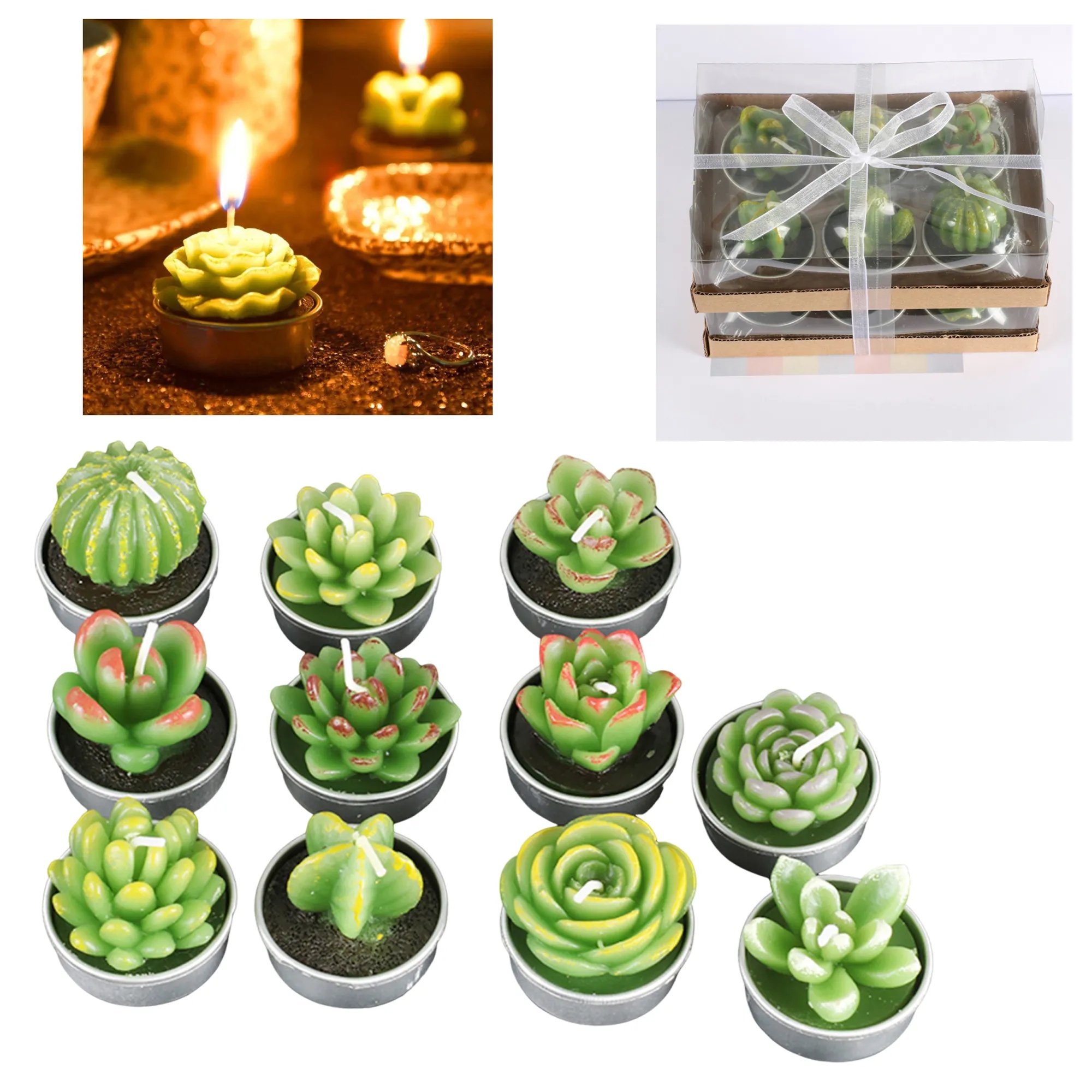 Succulent Cactus Candles For Party 2