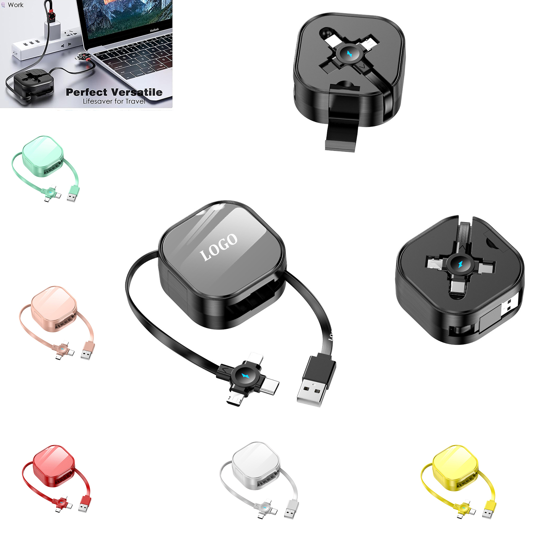 3 in 1 Retractable Mobile Phone Holder Data Cable 7