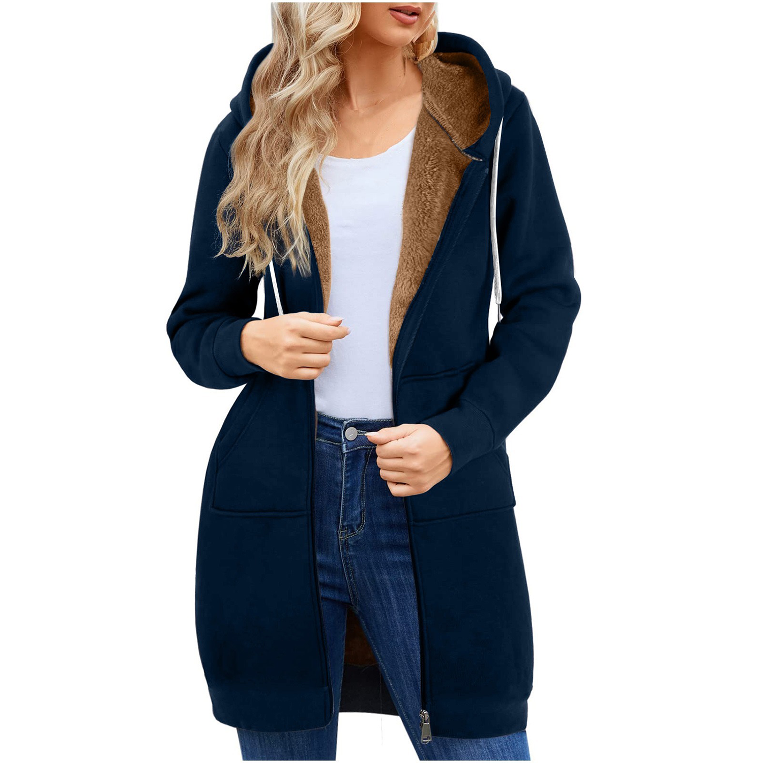 Full Zip Long Sleeve Casual Fall Winter Coat 2