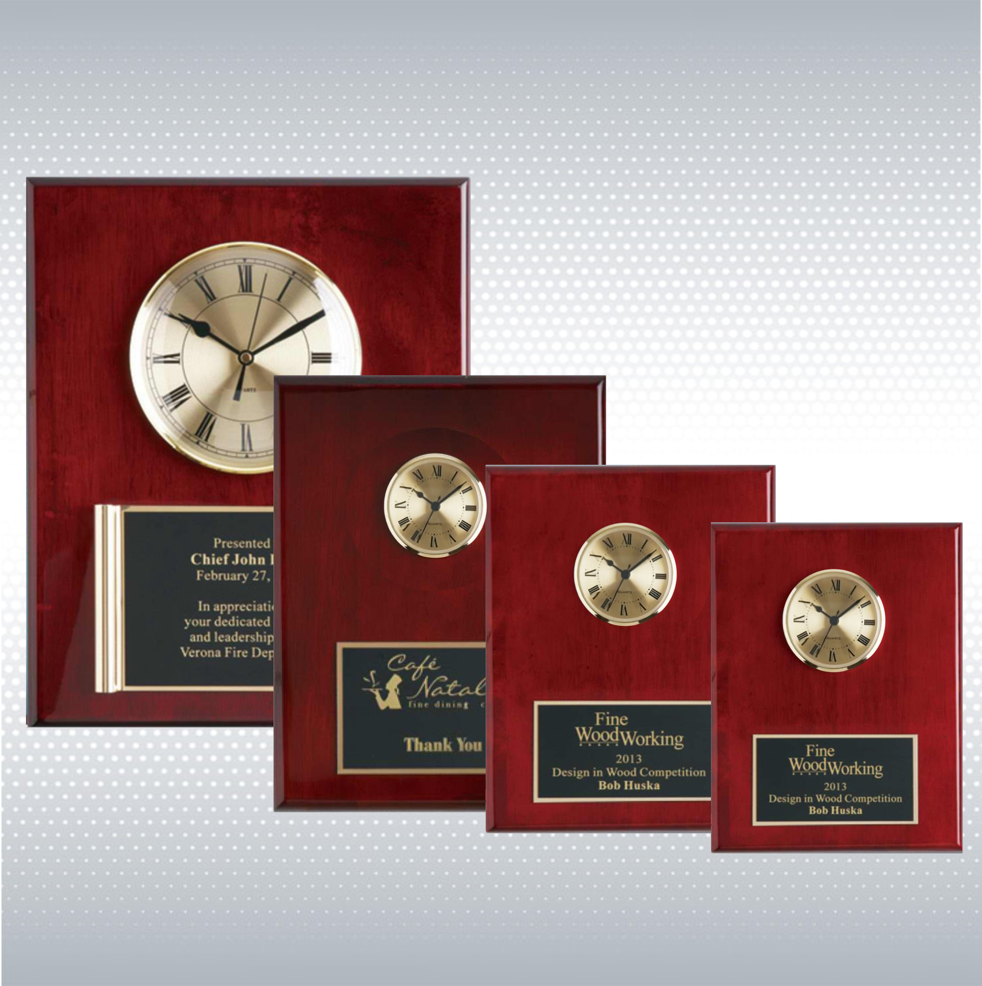 Piano Finish Solid Wood Plaque W/ Clock (9" X 12") 5
