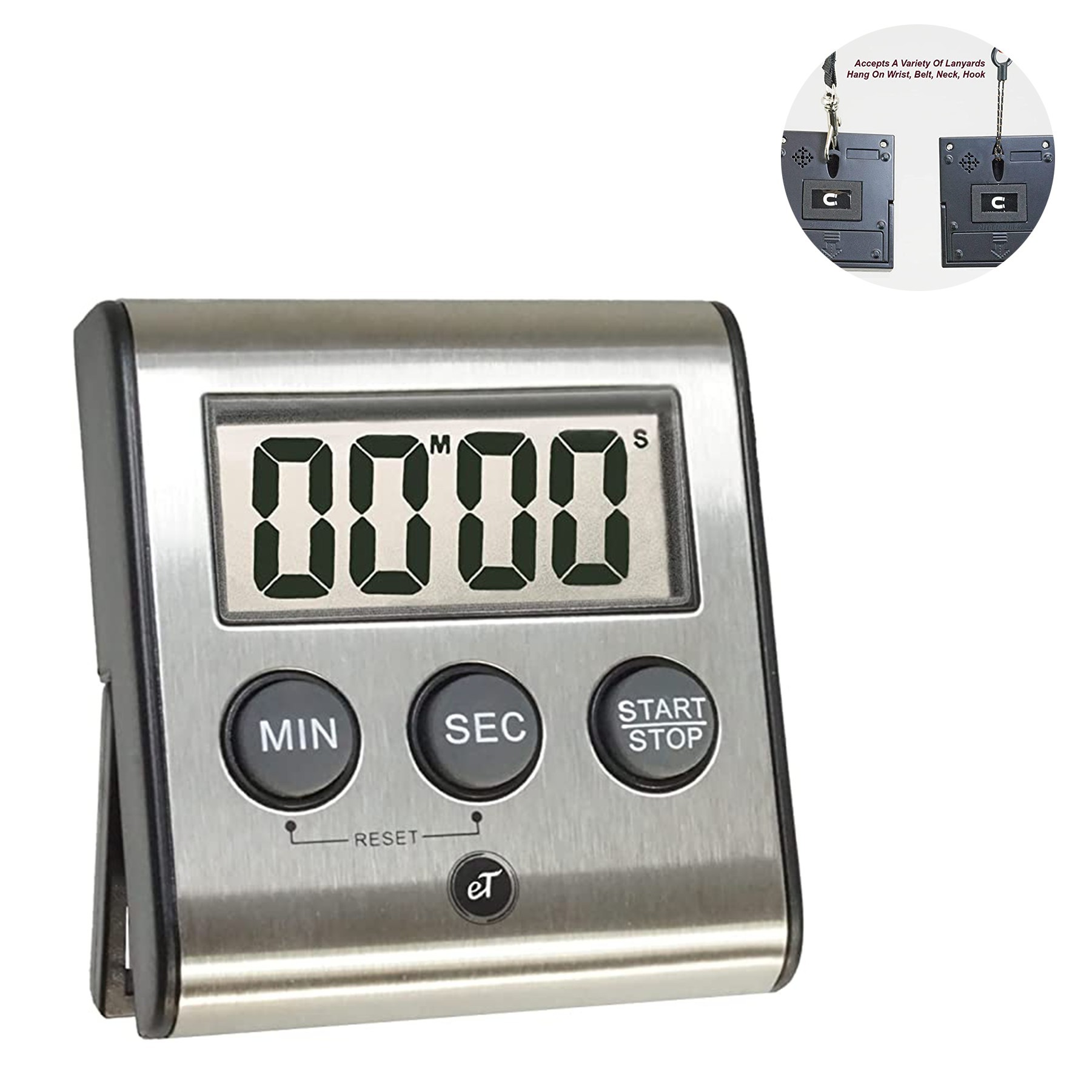 Stainless Steel Kitchen Timer with Magnetic Back 3