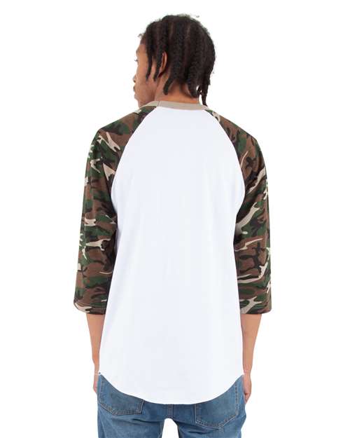 Unisex Three-Quarter Sleeve Camo Raglan T-Shirt - SHRAGCM 1