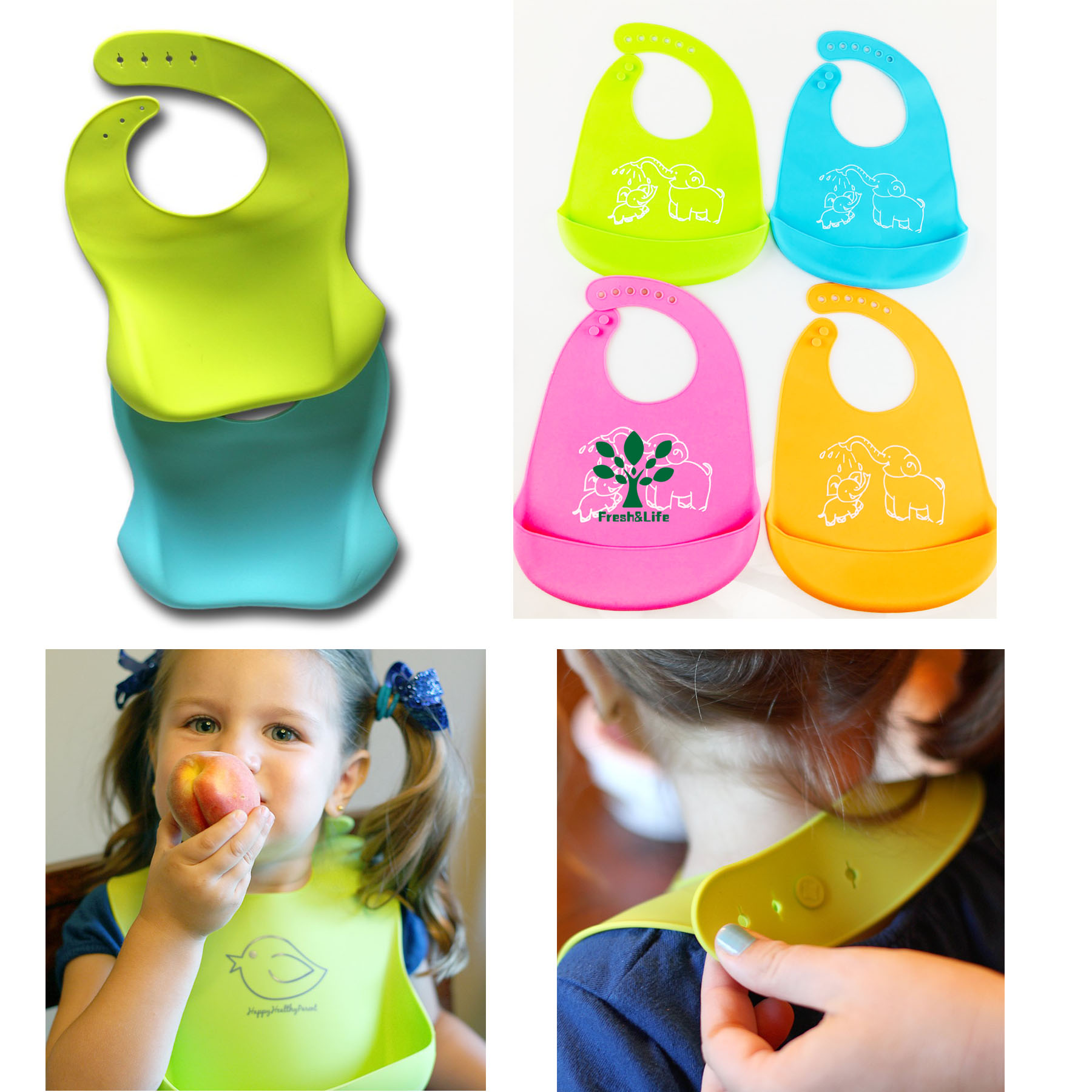 Waterproof Silicone Bib Easily Wipes Clean