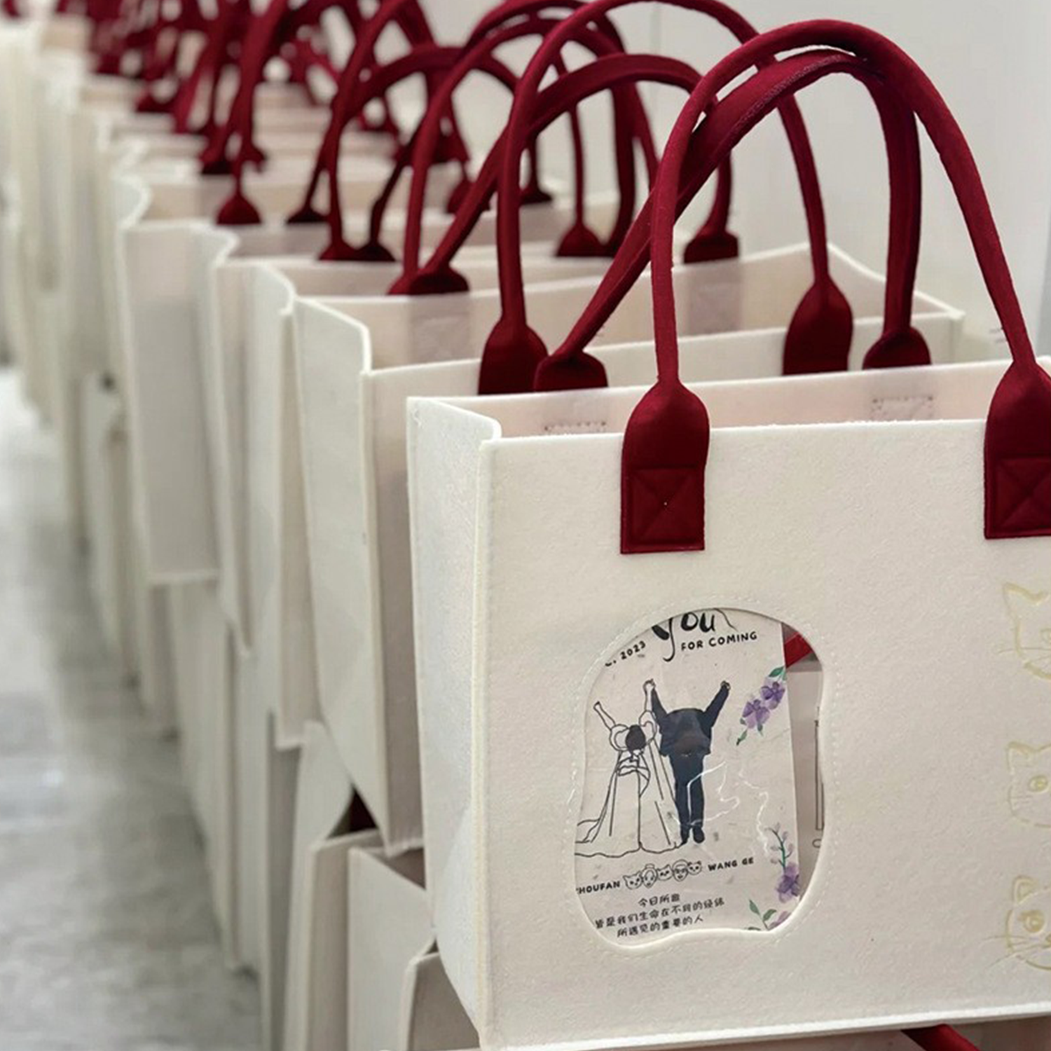Reusable Felt Tote Bag w/ Transparent Window for Shopping 4