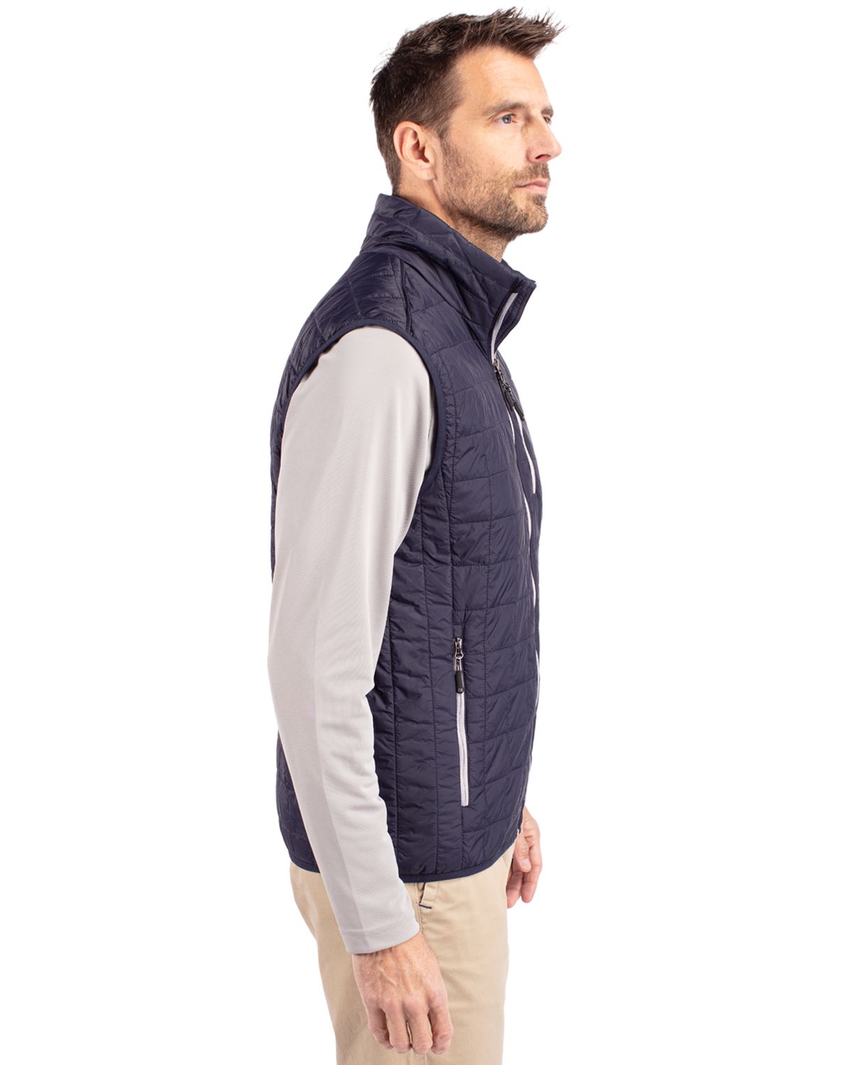 Cutter & Buck Rainier Recycled Insulated Puffer Mens Big & Tall Full Zip Vest Big & Tall 60