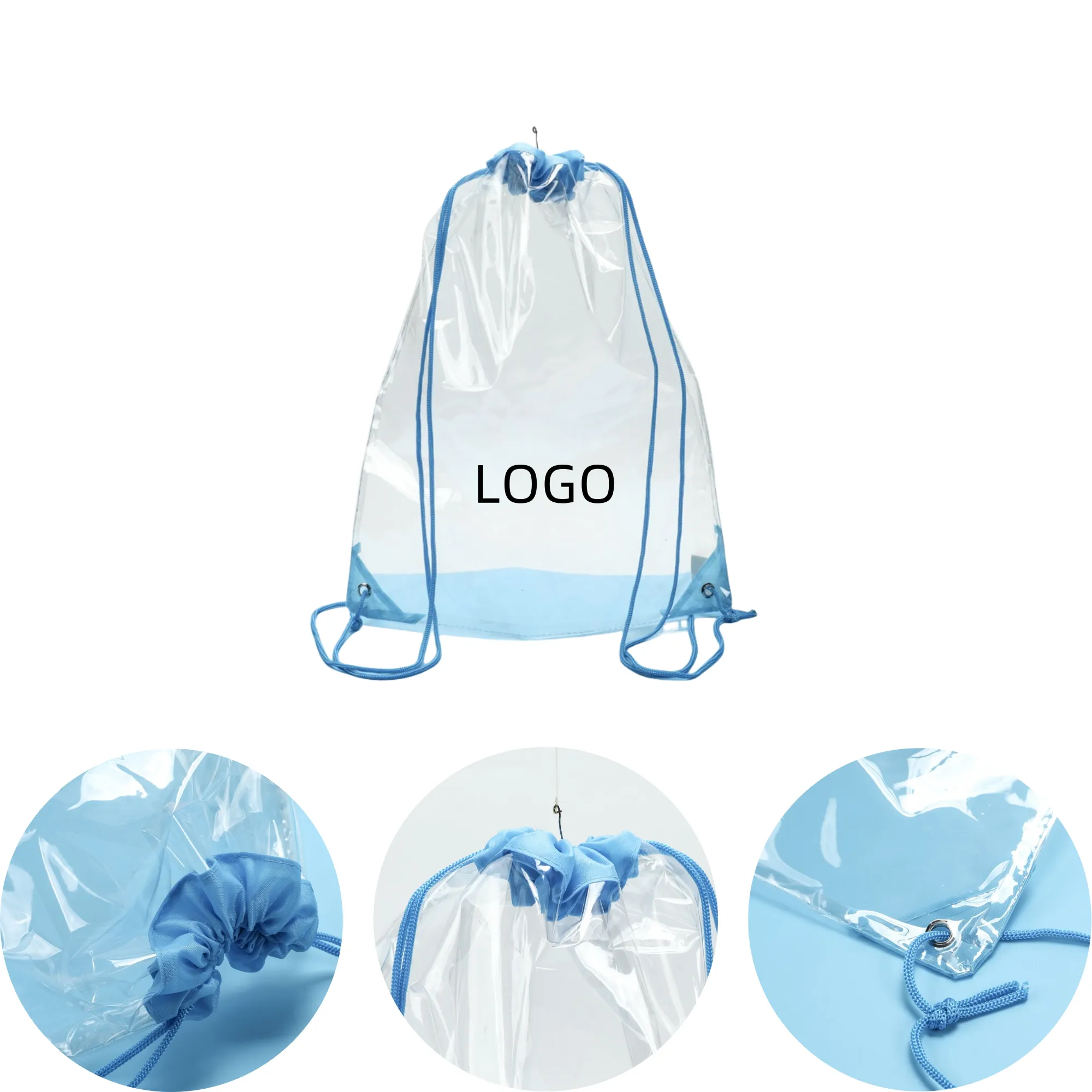 Transparent PVC Drawstring Bags for Clothing and Cosmetics 3