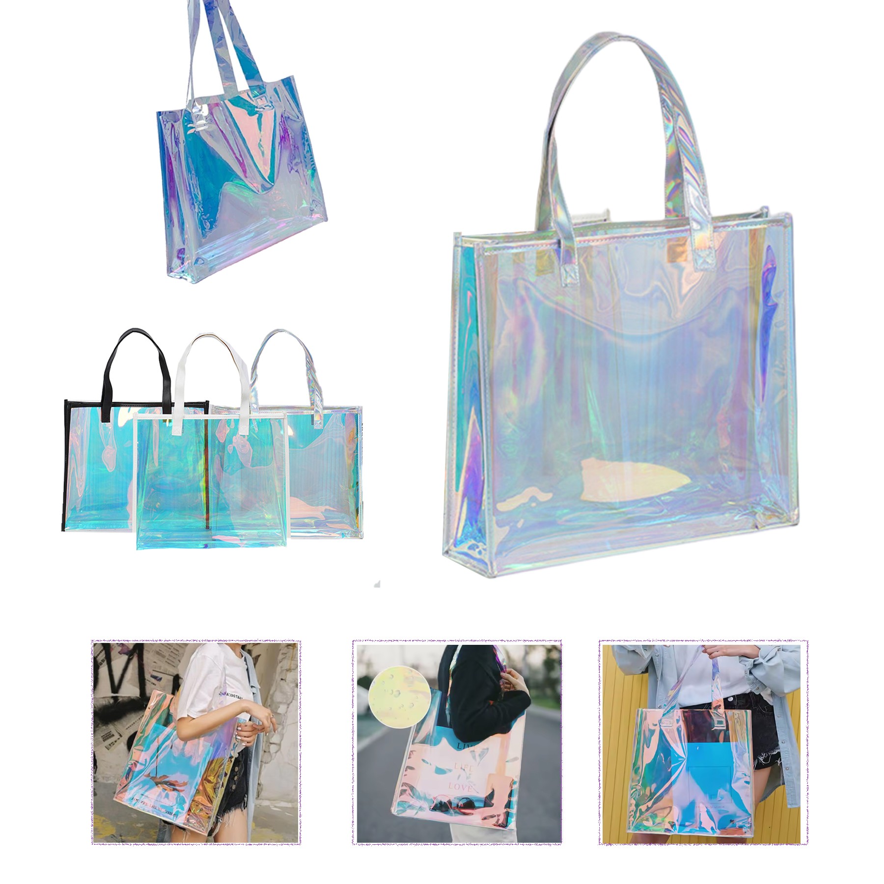 Pvc Holographic Colorful Tote Bag 2