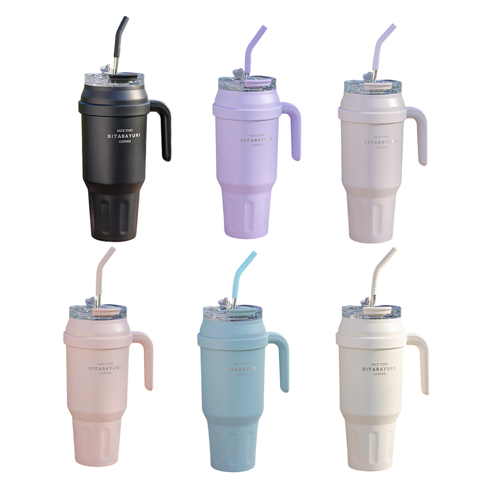 30OZ Double Walls Stainless Steel Auto Tumbler With Straw And Handle 3