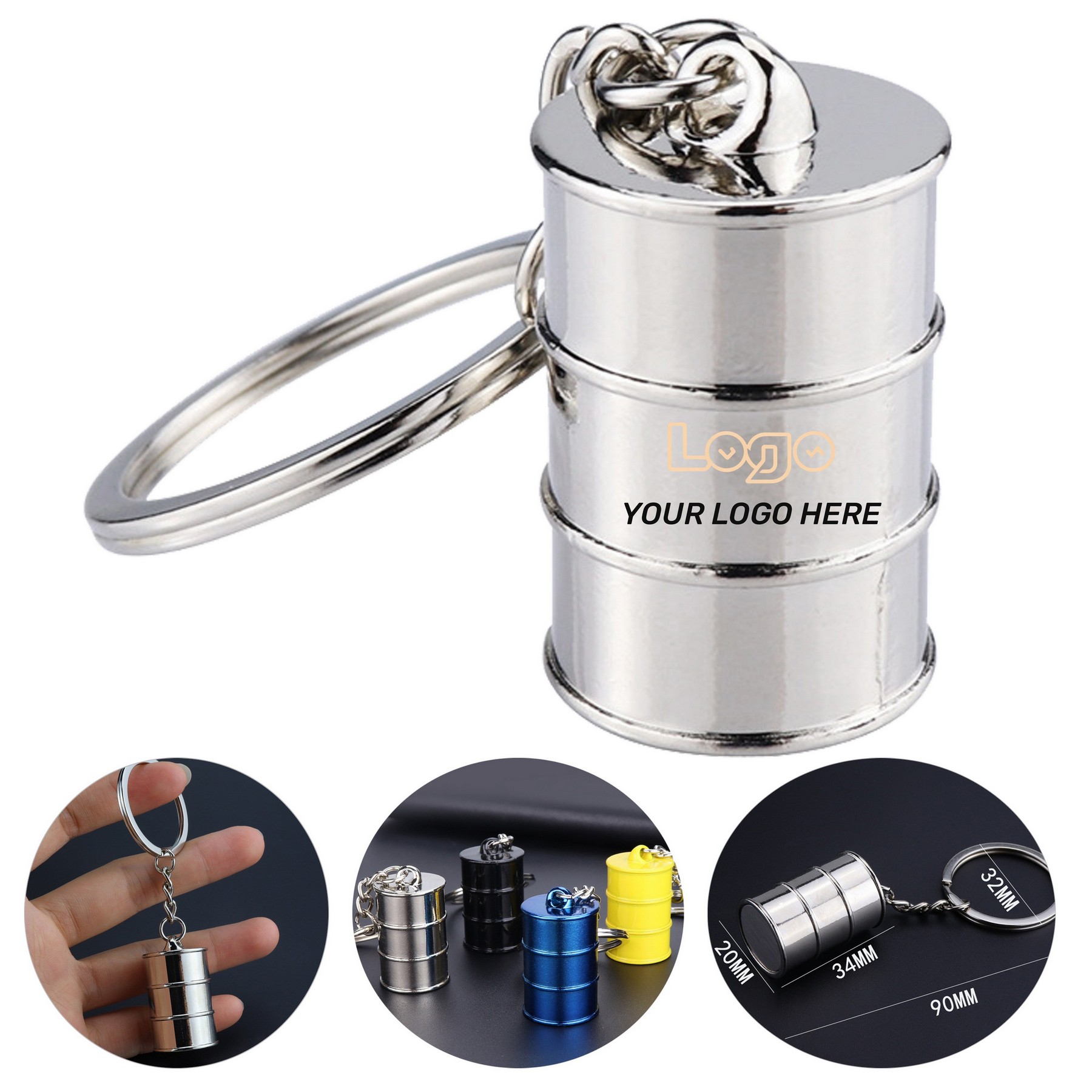 Alloy Oil Drum Key Chain