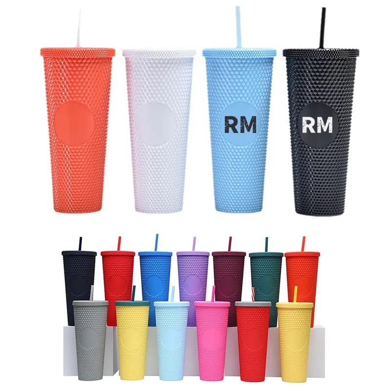 24oz Studded Double Wall Tumbler with Straw 4