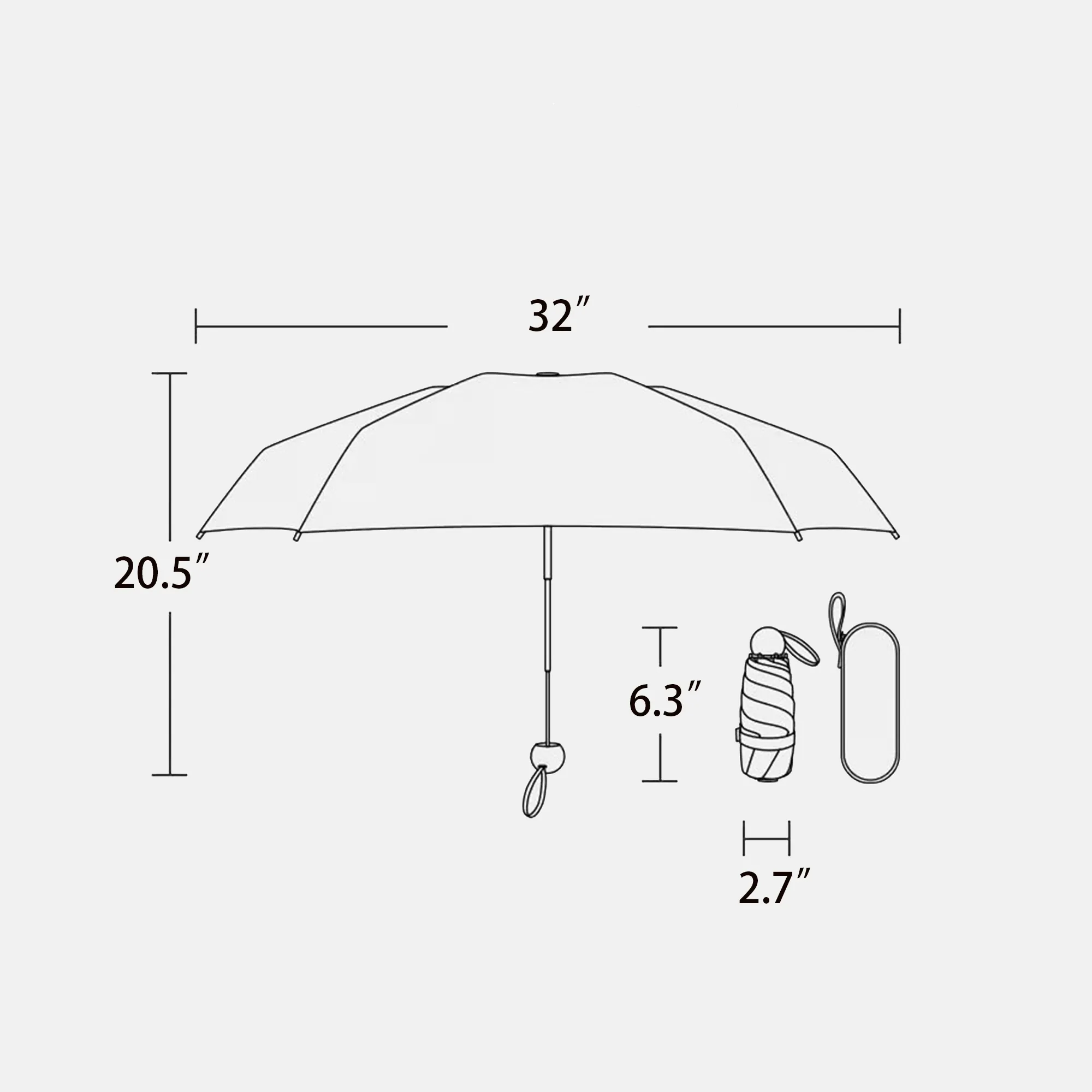 MOQ50 Mini Five-Fold Vinyl Folding Sun Umbrella 2