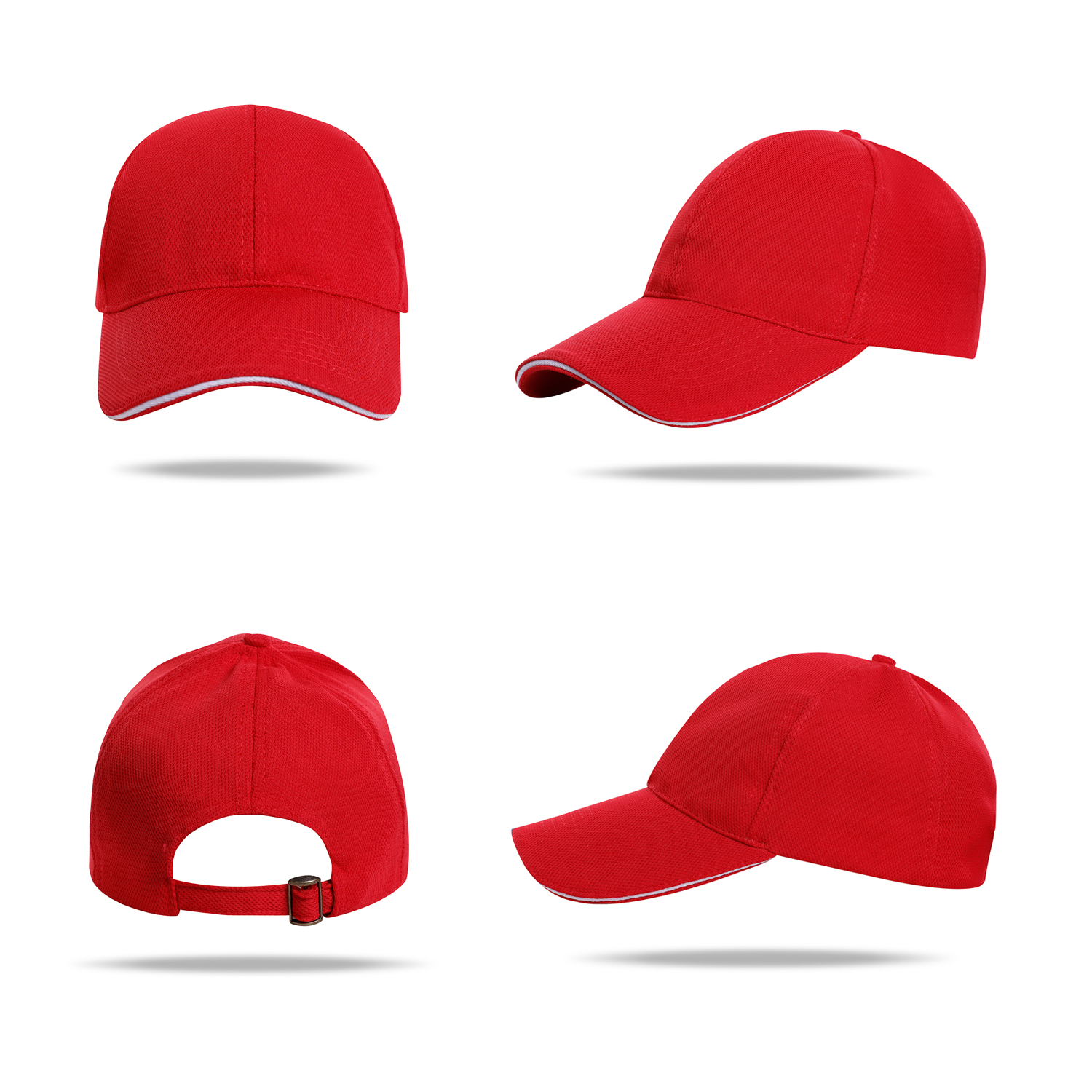 Stock Solid Color Quick Dry Poly 6 Panel Cap w/Single Buckle Back Fastener 8