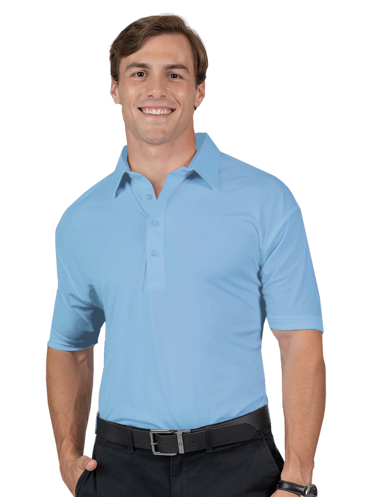 Blue Generation - Men's Pocketless Bonded Collar Dress Polo 15