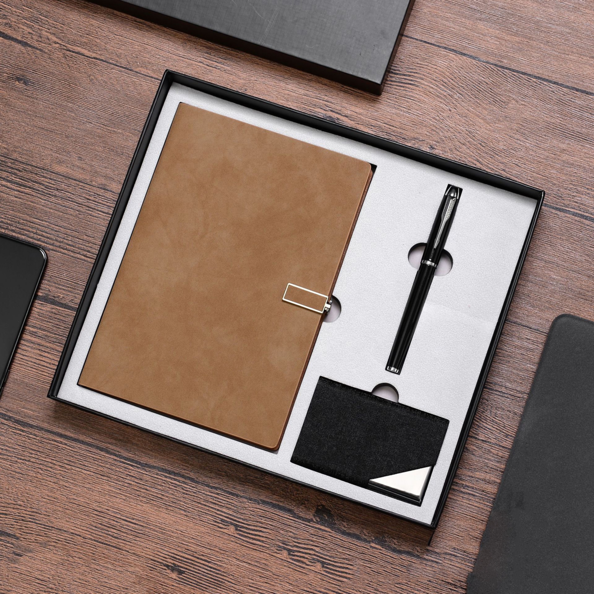 Leather Business Notebook Gift Set 3