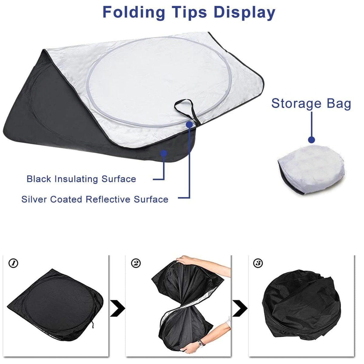 Foldable Double Circle Coated Car SunShade 2