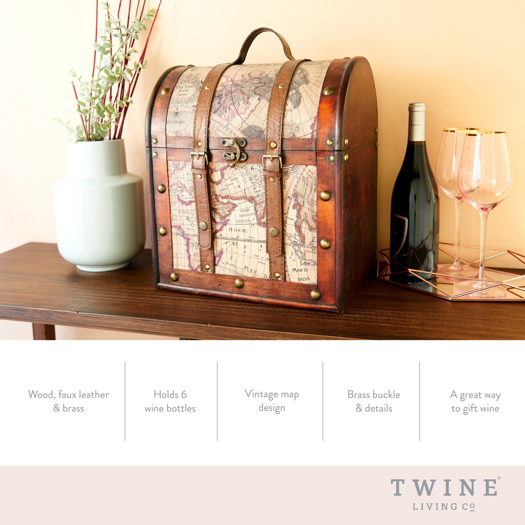 Twine Living® 6 Bottle Old World Wine Box 1