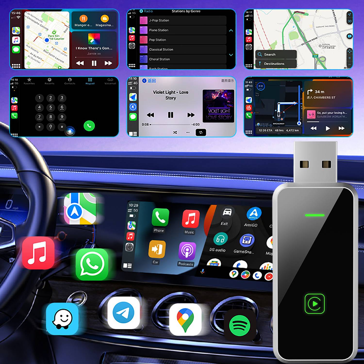 Mini Wireless Auto Adapter for Navigation Music 5