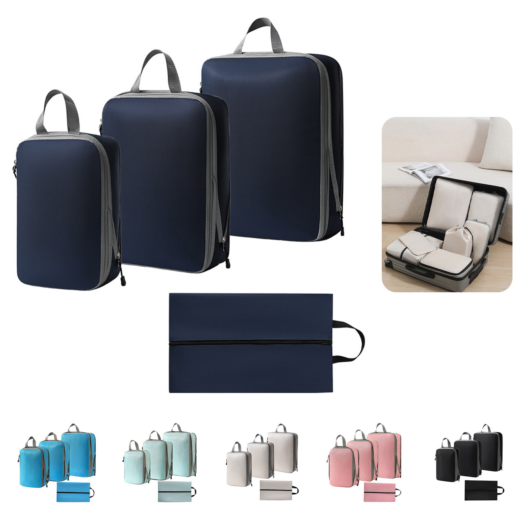 4-Piece Deluxe Compression Packing Cubes Travel 3