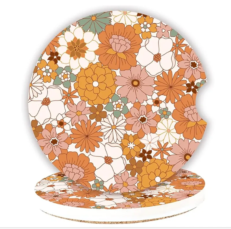 Absorbent Car Cup Holder Coasters 3