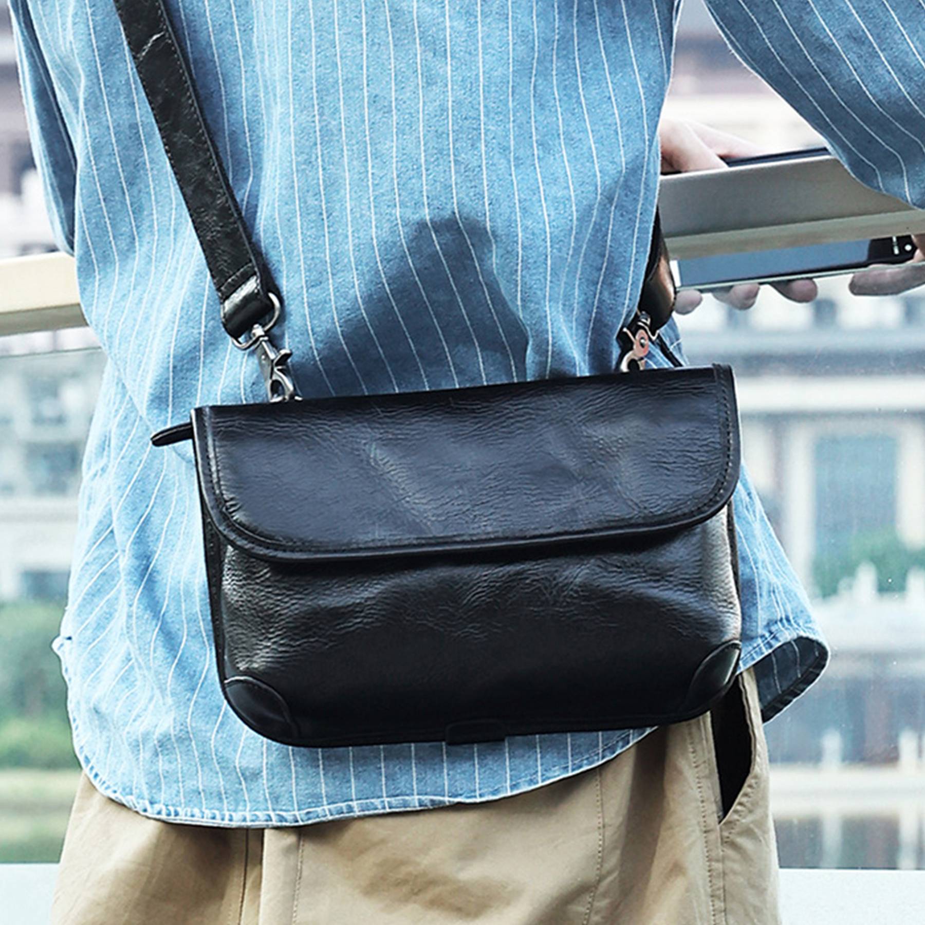 Leather Crossbody Messenger Bag for Men 6