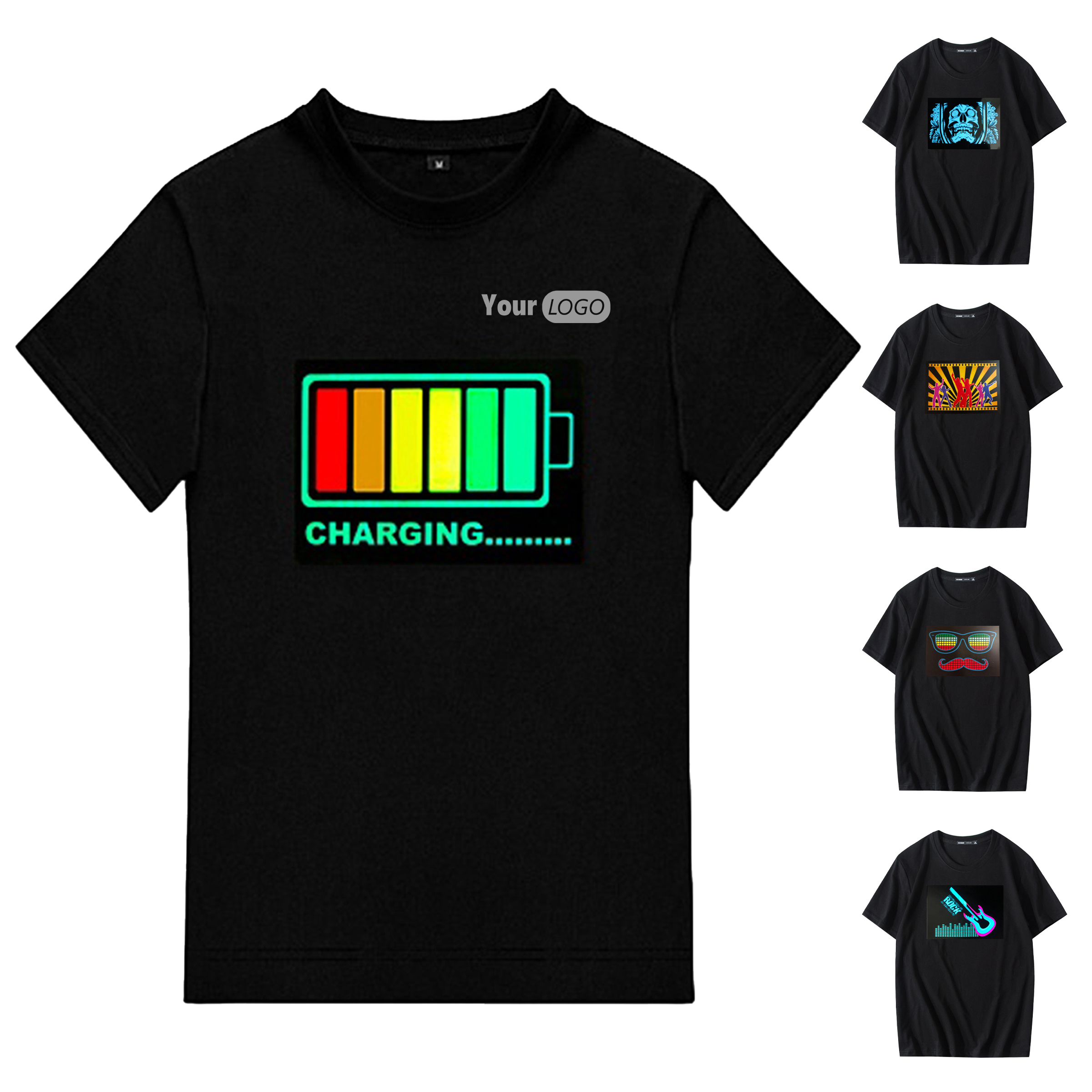 Cotton Voice Controlled Round Neck Loose Glowing T-Shirt 2