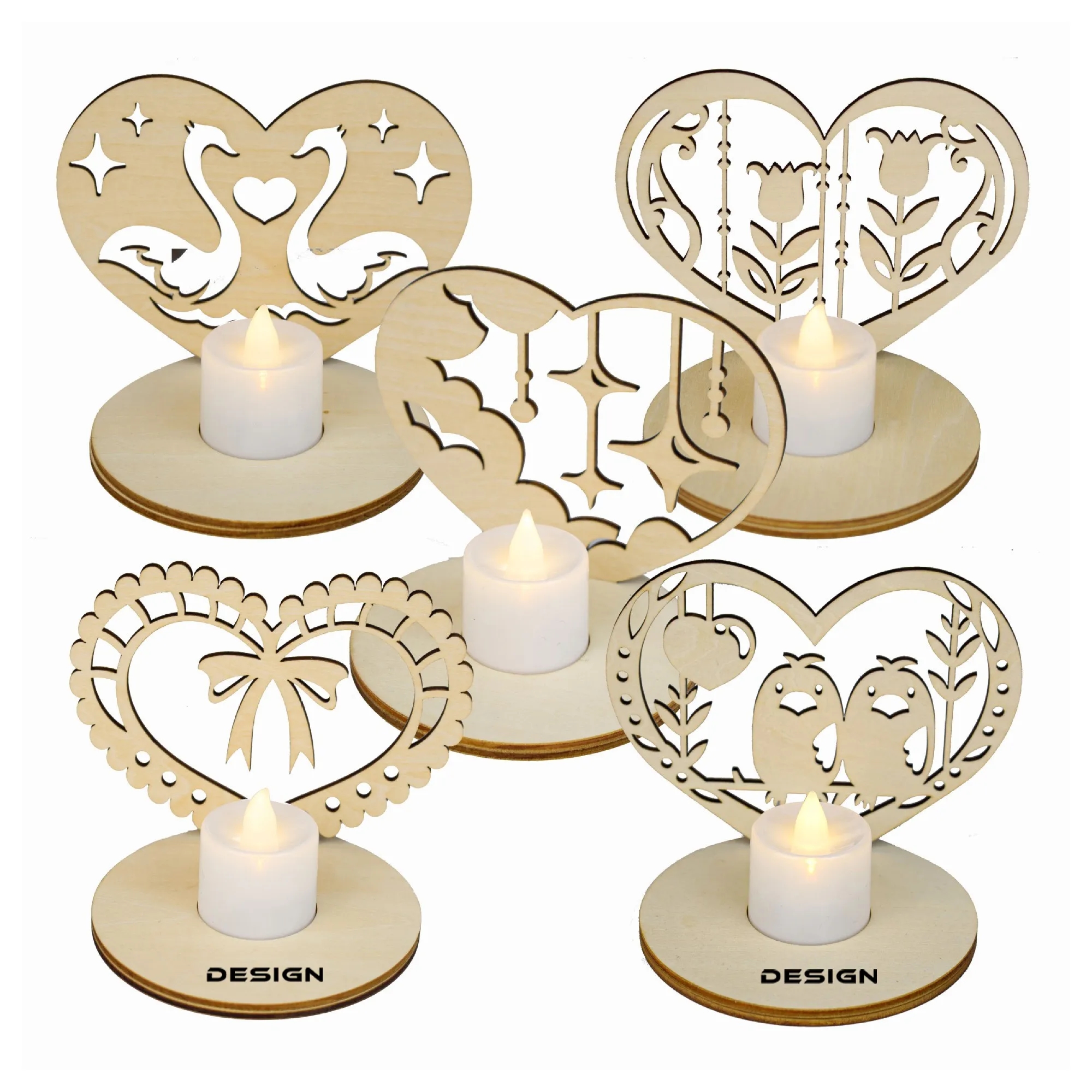 Wood Candle Holders with Tea Light 3
