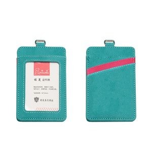 Retractable Lanyard 3 Pockets Dual Side PU Leather Card Holder 18