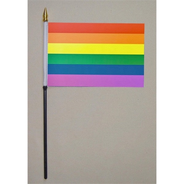 LGBT Rainbow Hand Held Stick Flag, size 4" x 6" 2
