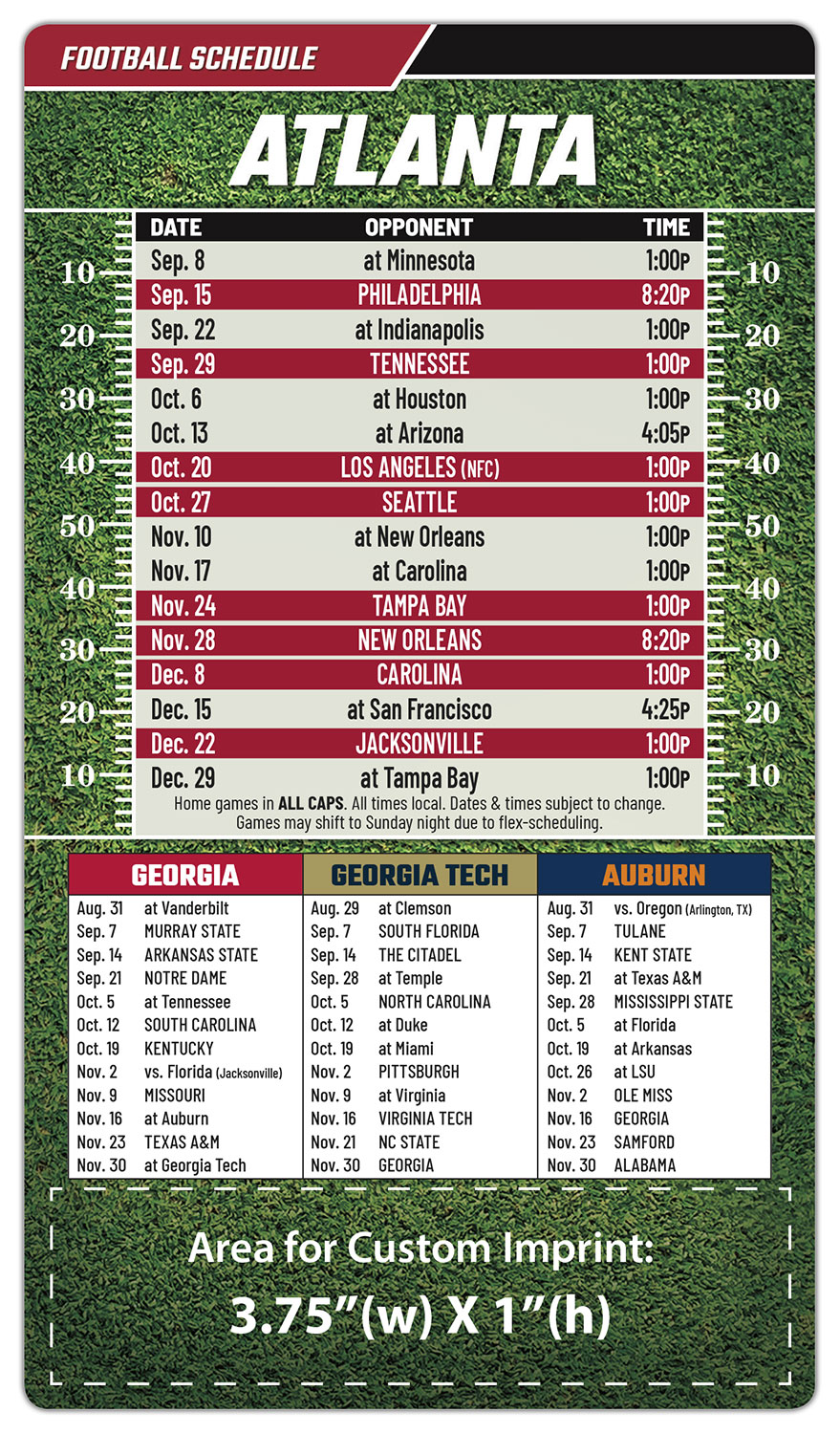 Magnet Football Sport Schedules - 4x7 Round Corners