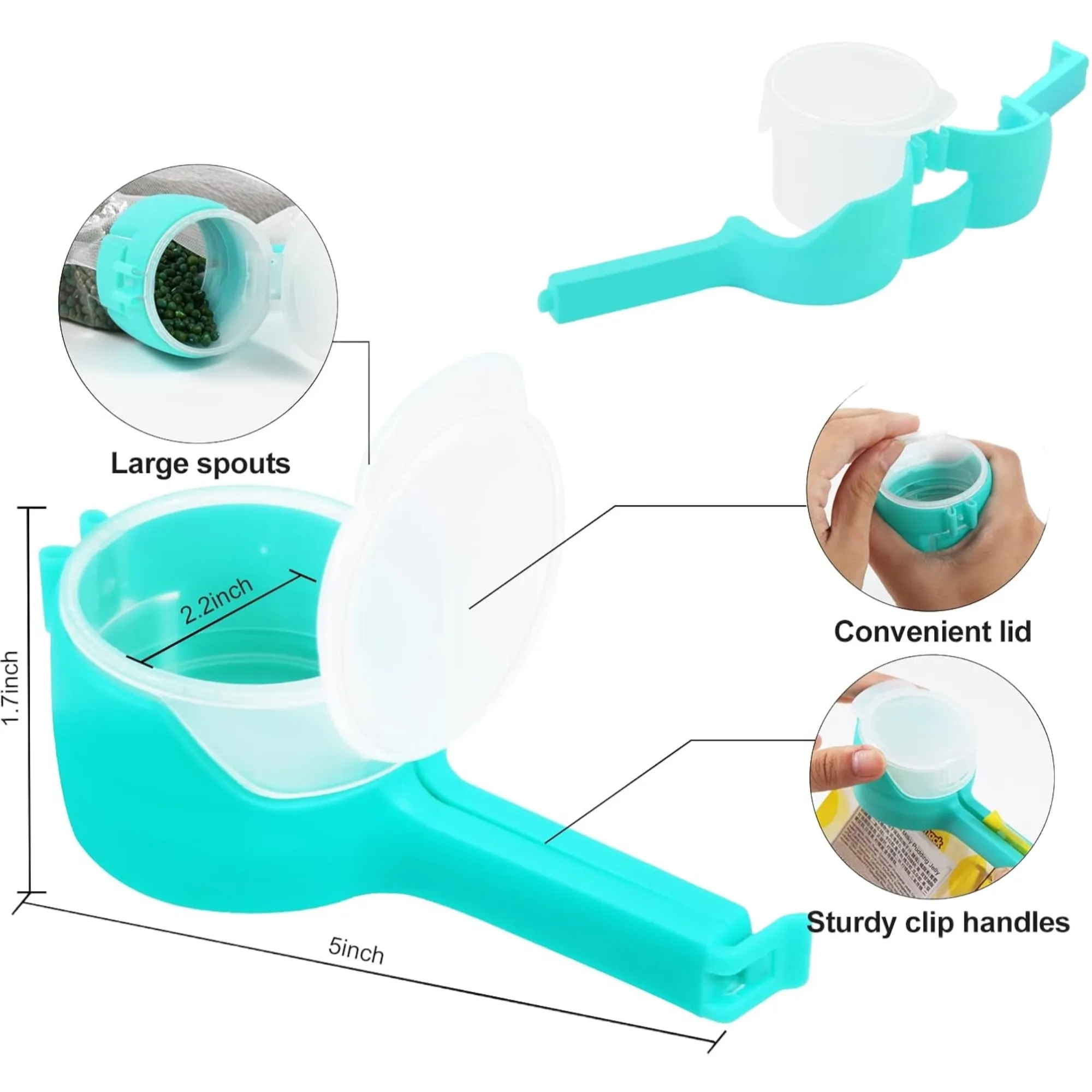 Portable Food Sealing Clips With Pouring Spouts 5