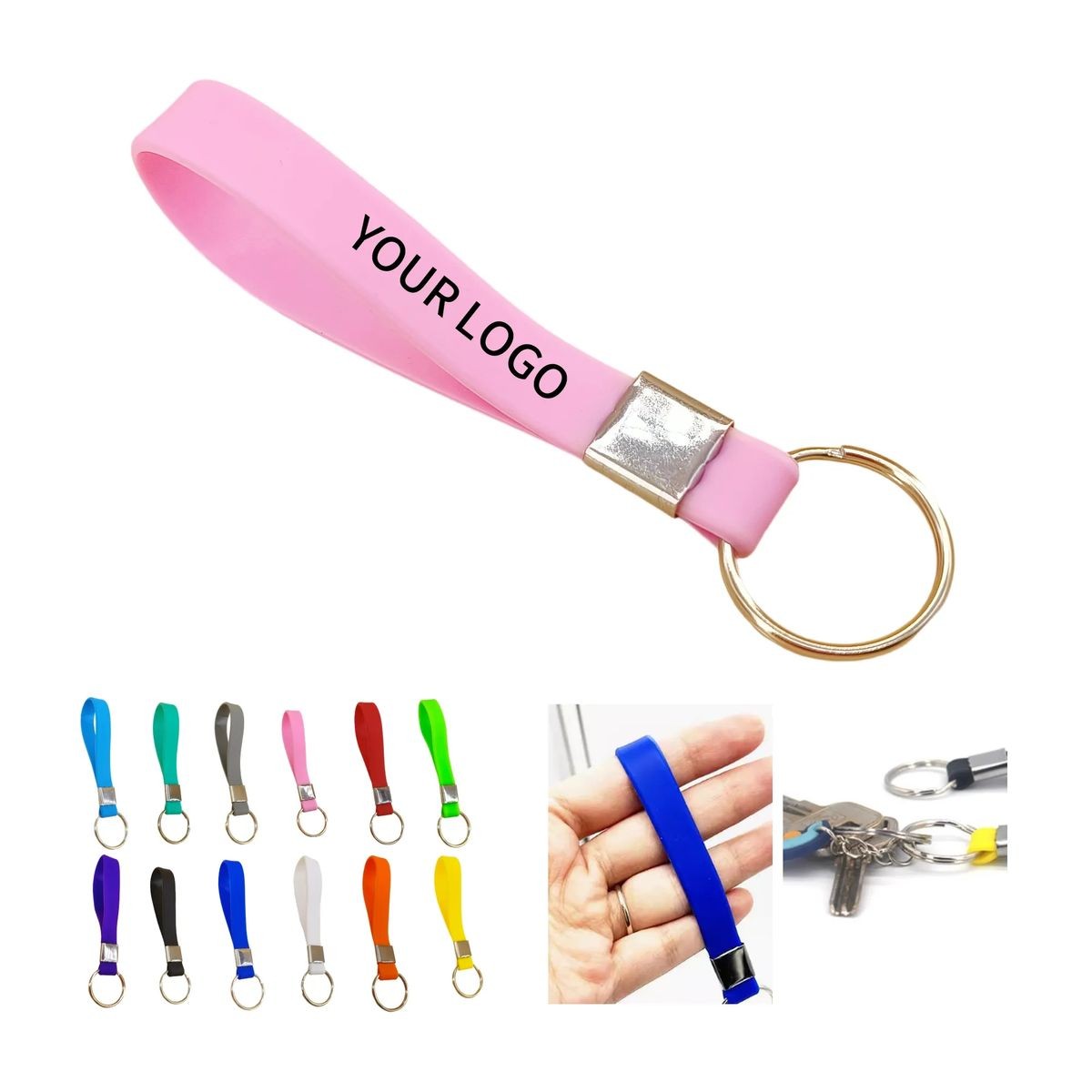 Durable Silicone Wristband Keychain with Custom Logo Branding 1