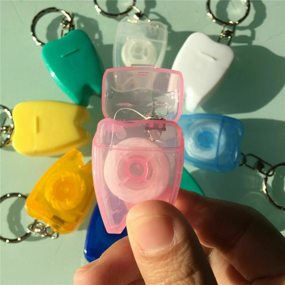 16yd Tooth Shaped Dental Floss With Keychain 2